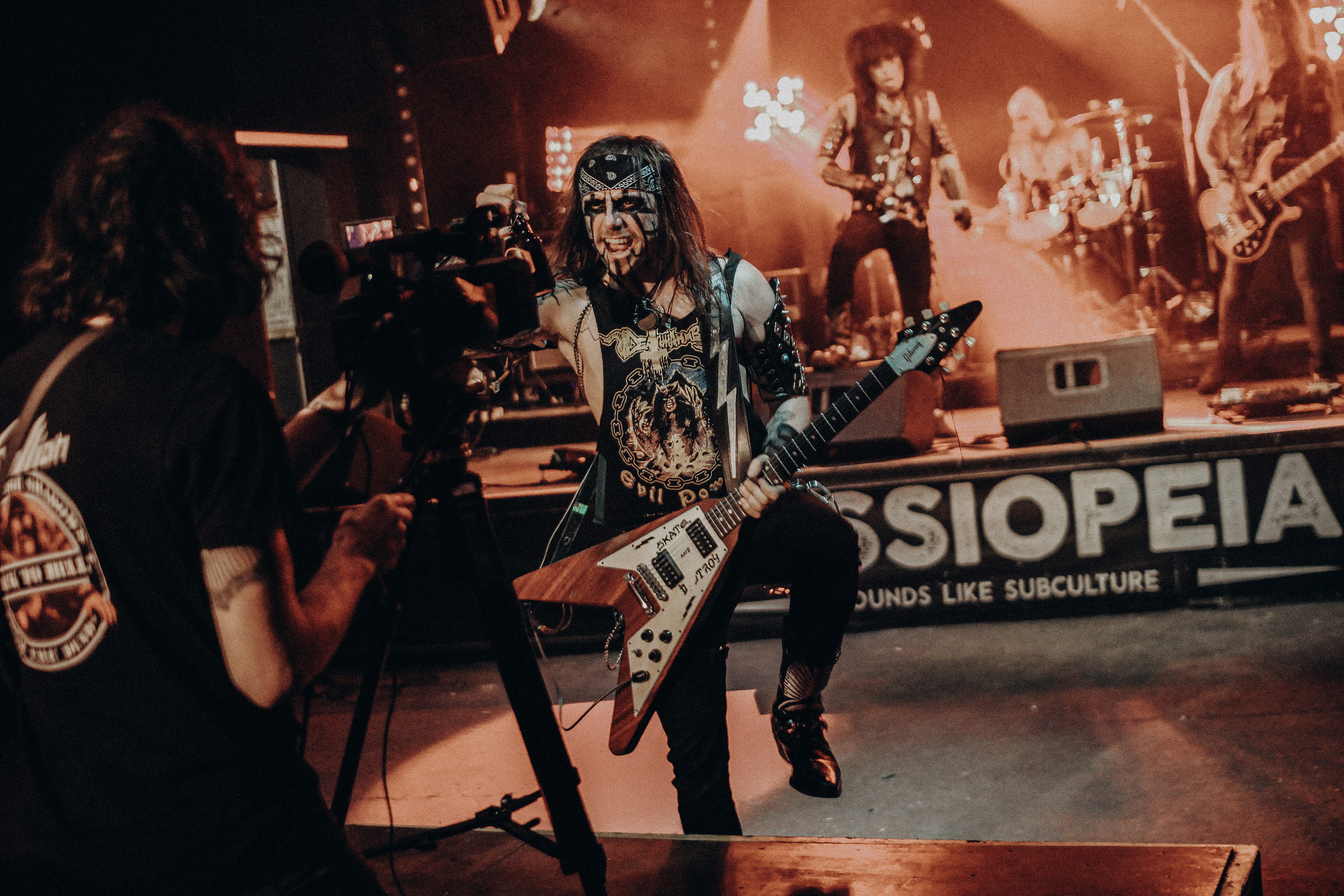 Speed metal punk band Indian Nightmare performing during live stream show at Cassiopeia Berlin nightclub in 2020