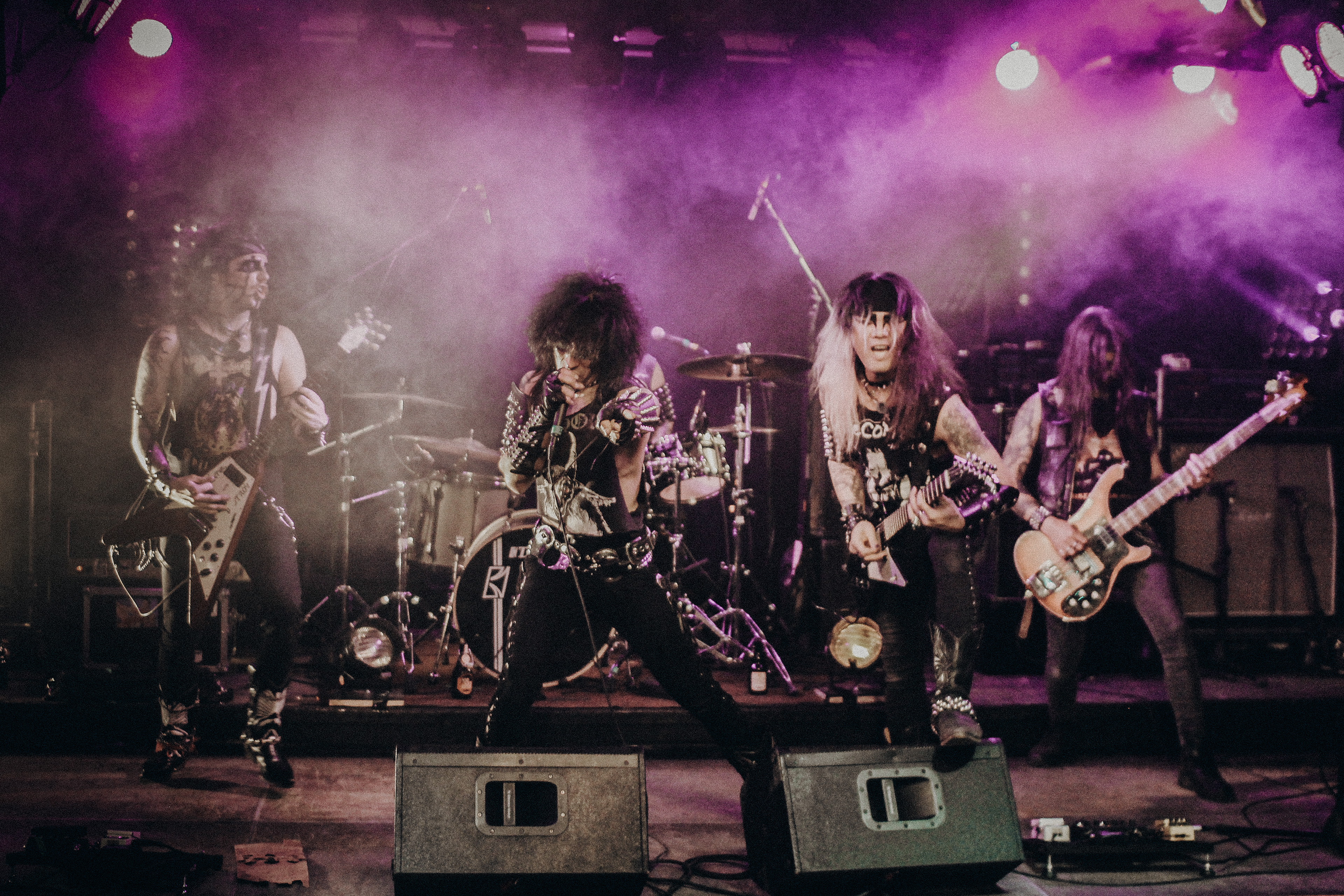 Speed metal punk band Indian Nightmare performing during live stream show at Cassiopeia Berlin nightclub in 2020