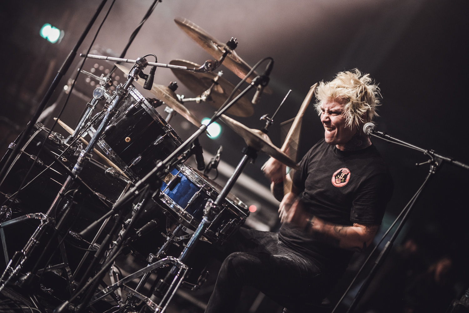 Jamie Oliver the drummer of punk rock band U.K. Subs on stage during their show at The Sound Of Revolution 2019 in Eindhoven