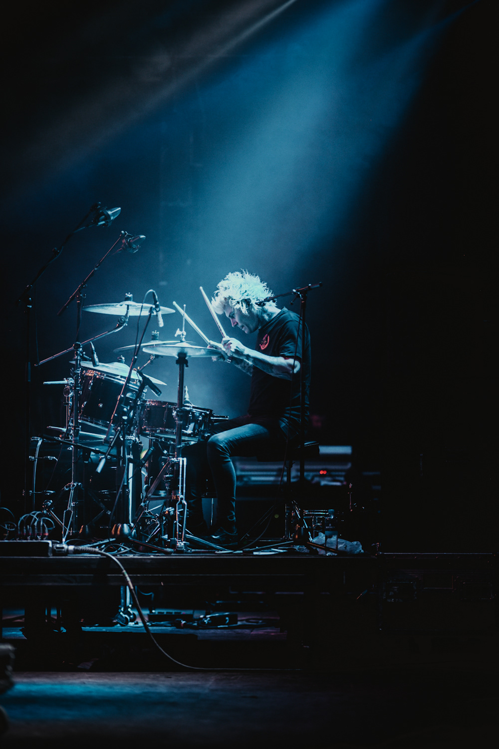 Jamie Oliver the drummer of punk rock band U.K. Subs on stage during their show at The Sound Of Revolution 2019 in Eindhoven