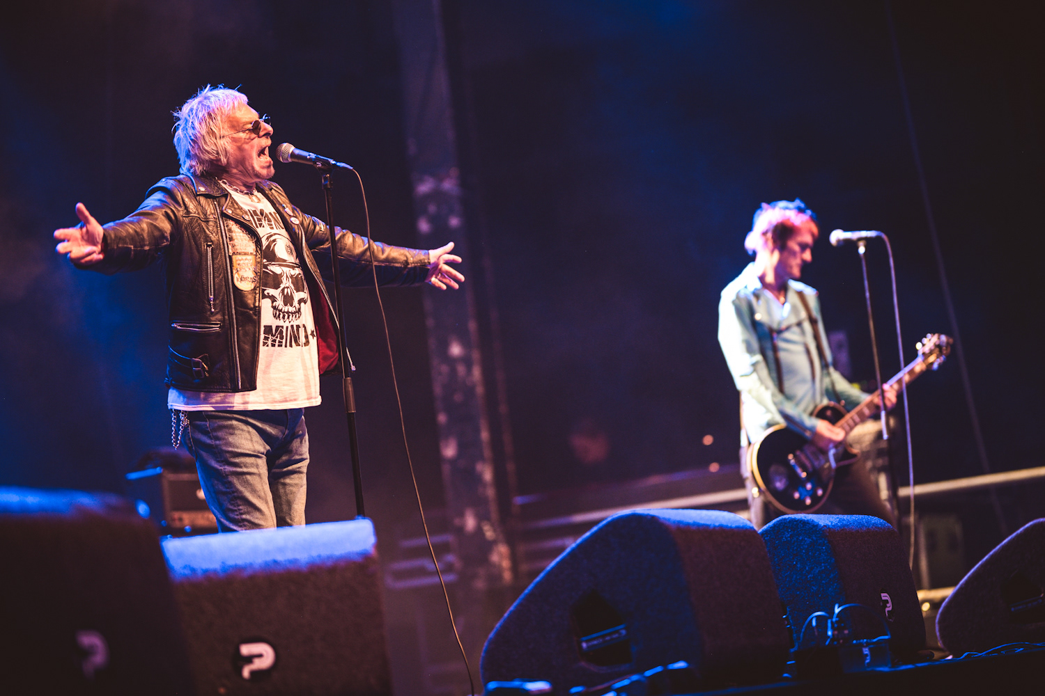 Charlie Harper the singer of punk rock band U.K. Subs on stage during their show at The Sound Of Revolution 2019 in Eindhoven