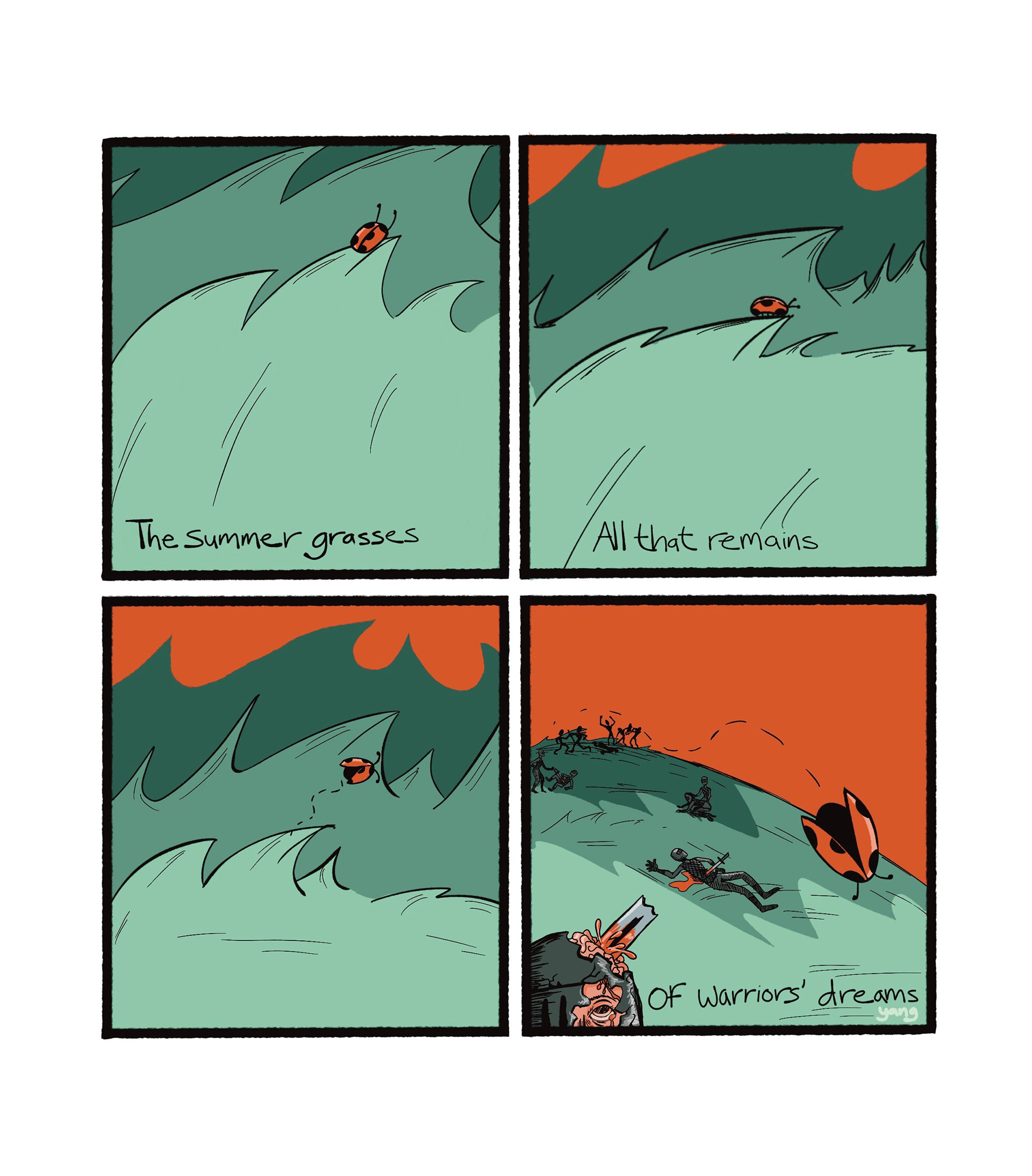 Comic based on haiku by Matsuo Bashō.