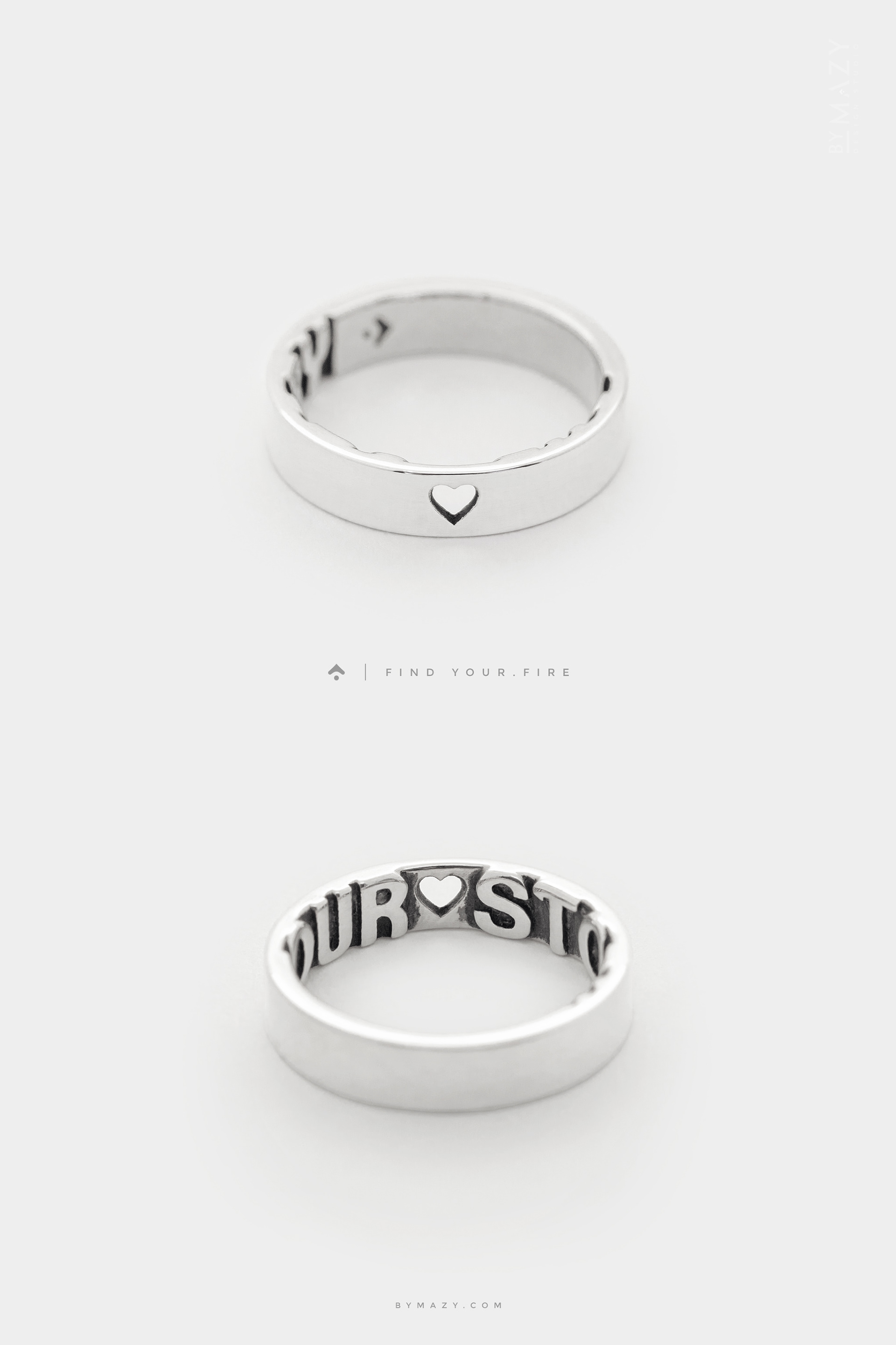 personalized ring, promise ring, hidden message ring, heart cutout, heart ring, silver ring