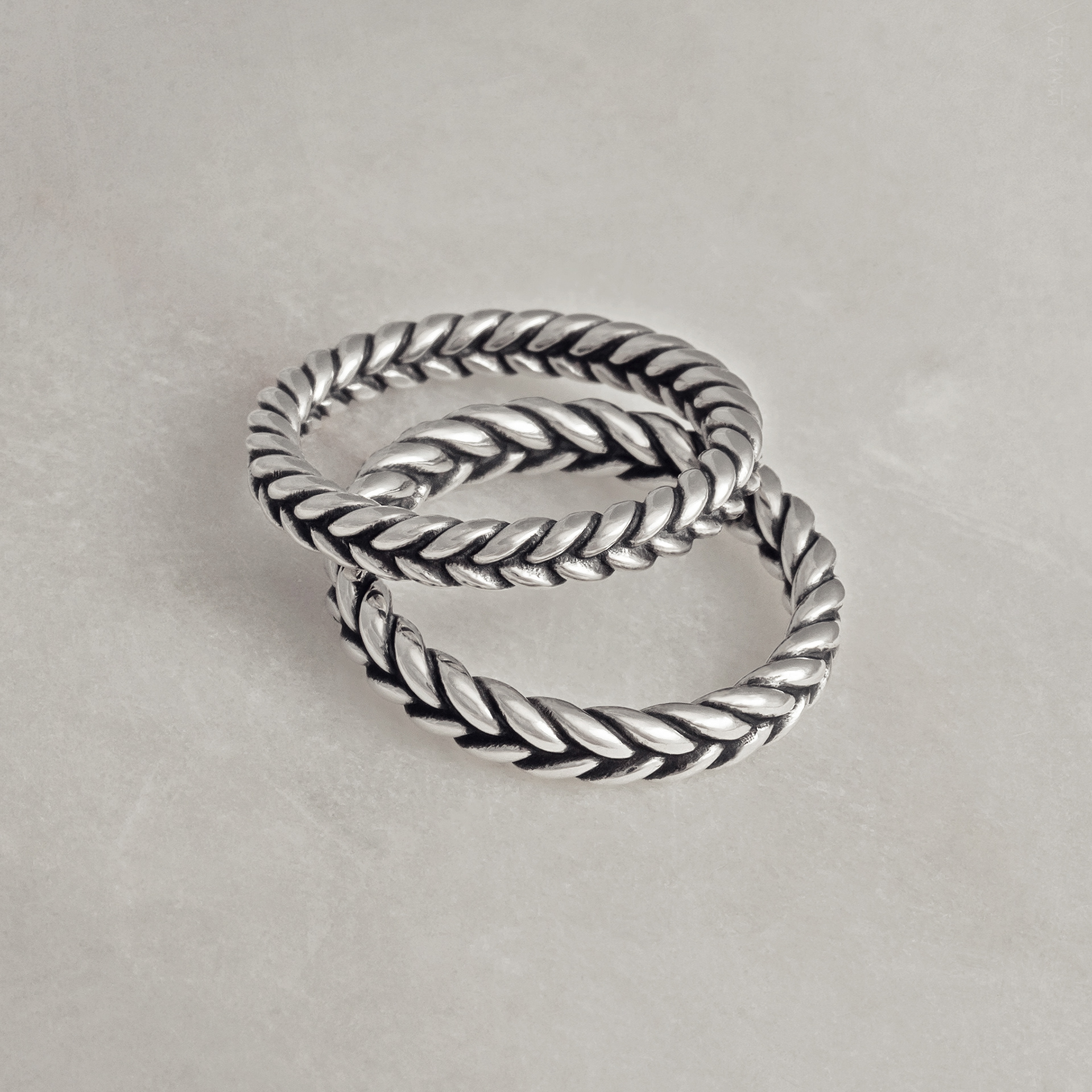 byMazy  Designer Jewellery - Braided Ring Set . Woven Stacking Rings