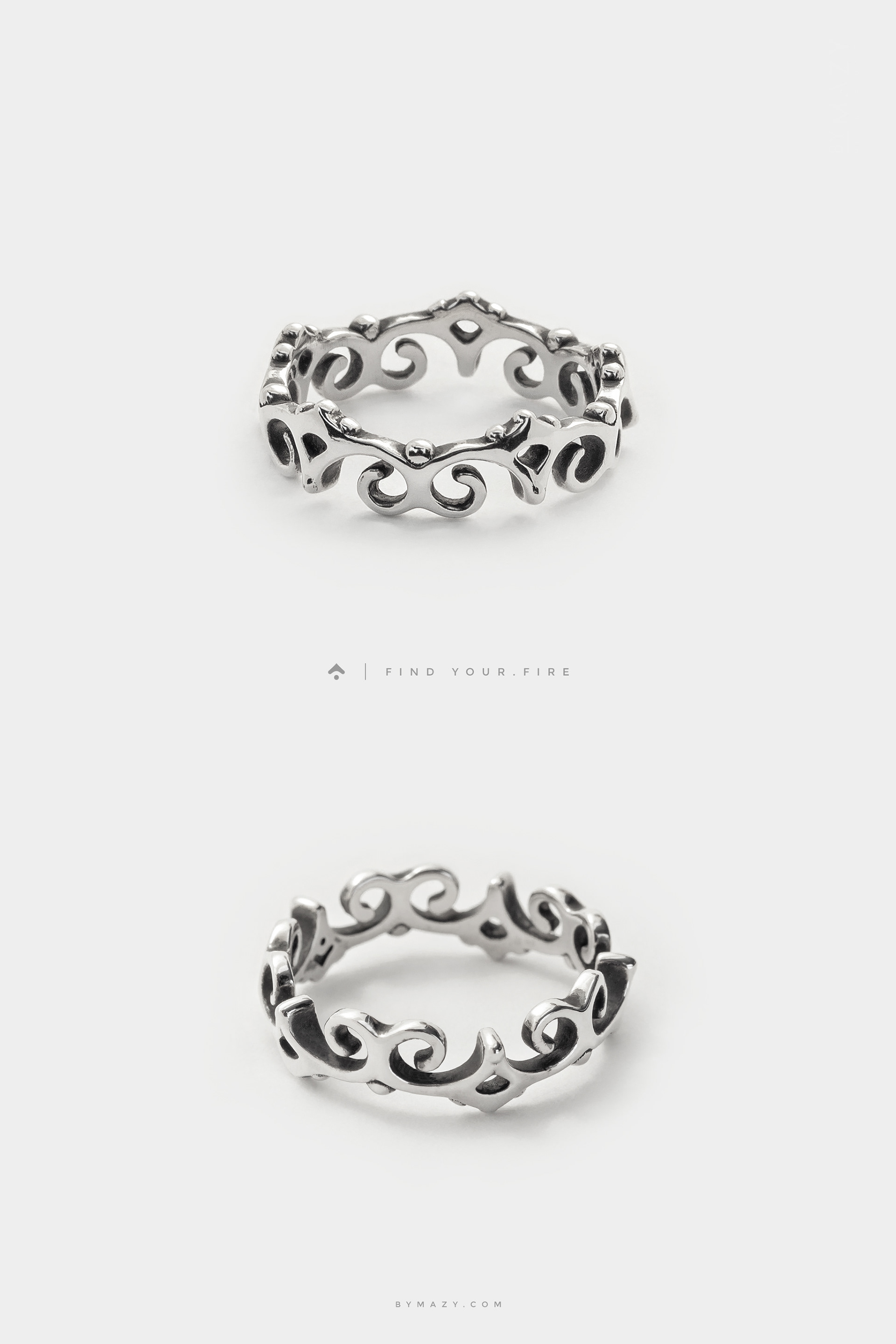 lace border ring, swirl ring, dainty ring, minimalist ring ,silver ring, stacking ring