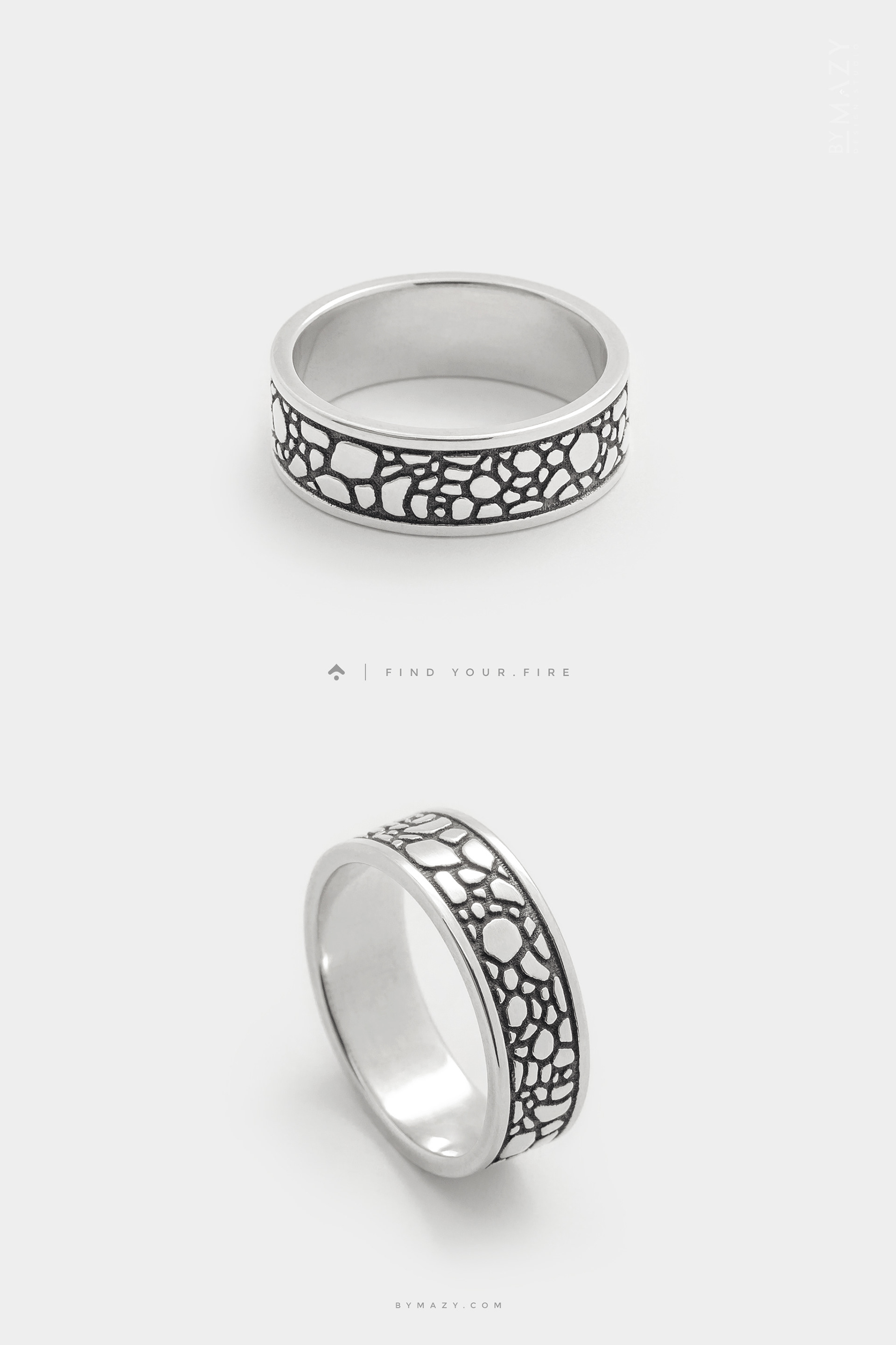 animal print, sterling silver ring, giraffe pattern ring, textured ring, sterling silver ring, band ring