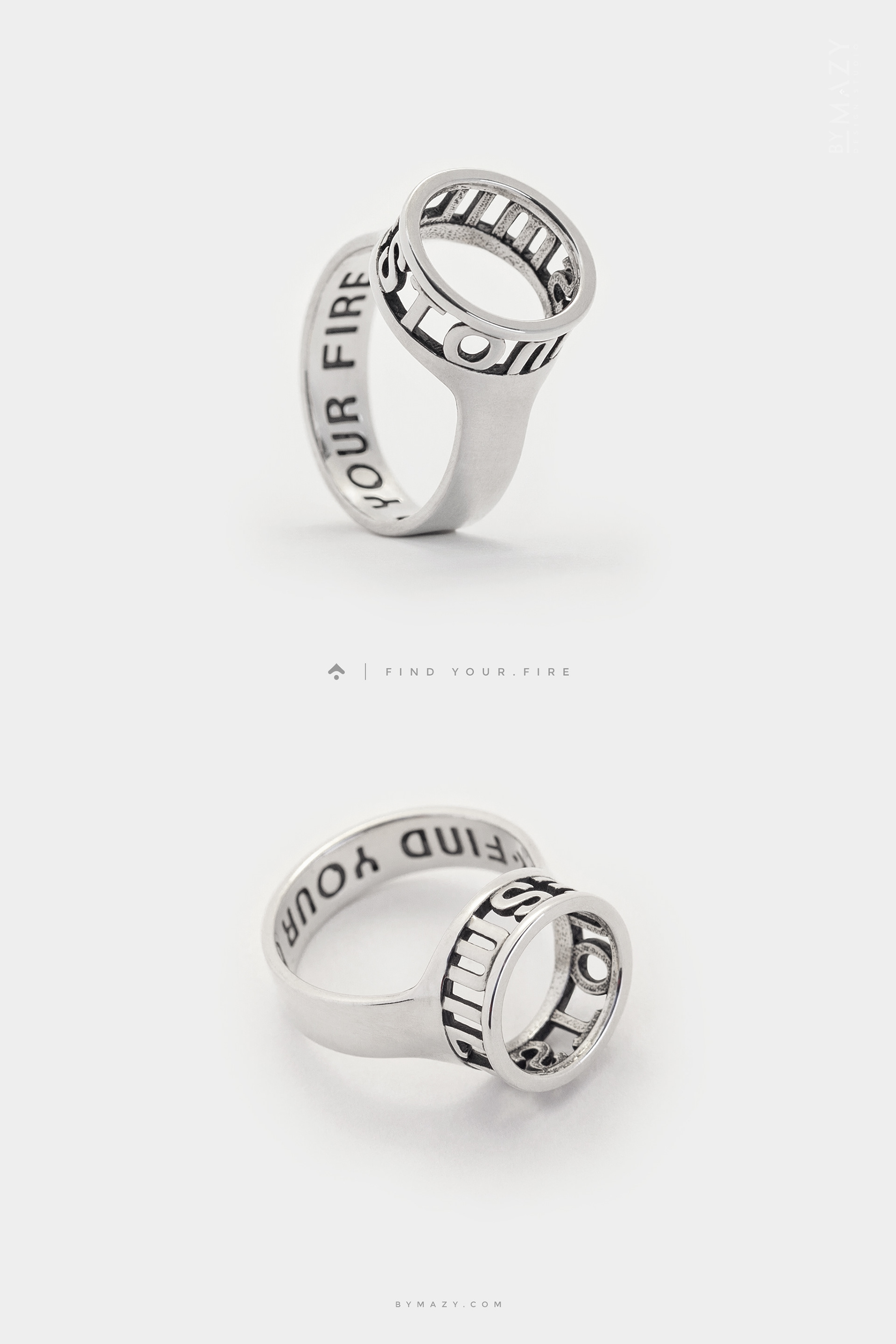 hidden message ring, open circle pendant ring, circle pendant ring set, personalized jewelry set, 925 solid silver