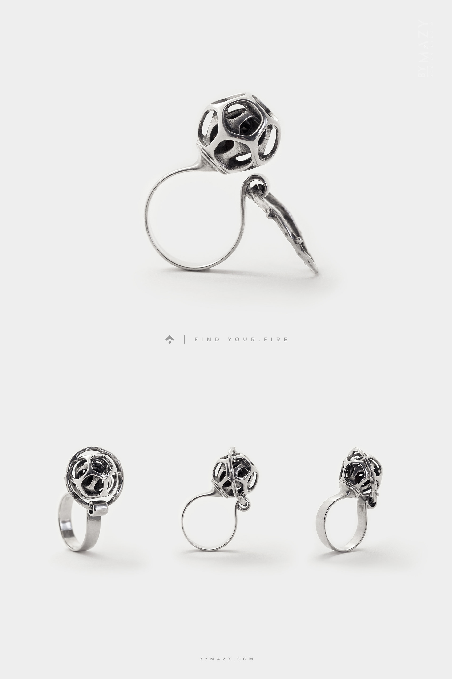 statement ring, ball ring, custom engraved ring, unique ring, anti stress ring