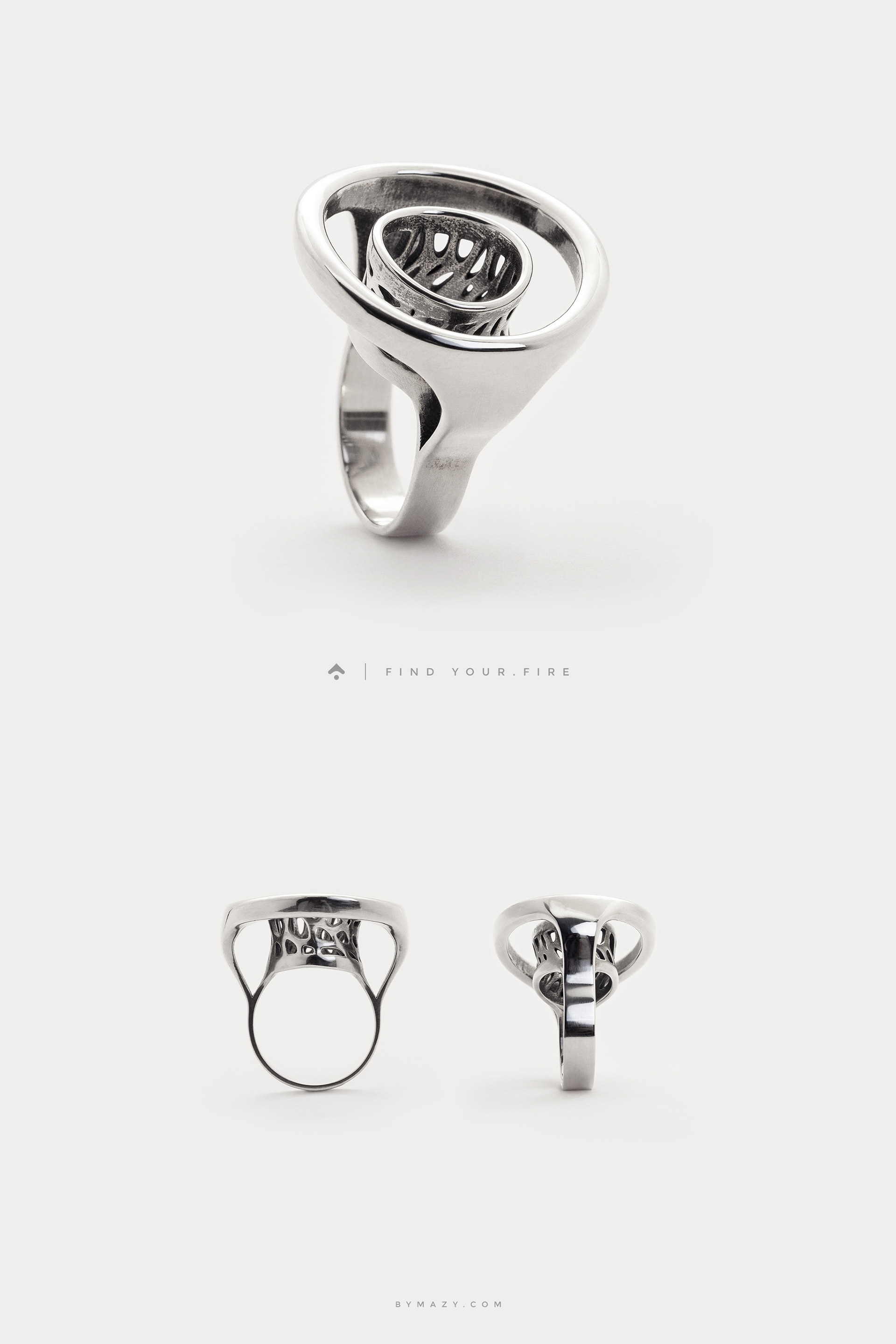 circle ring, sterling silver custom engraved jewellery, statement chunky ring