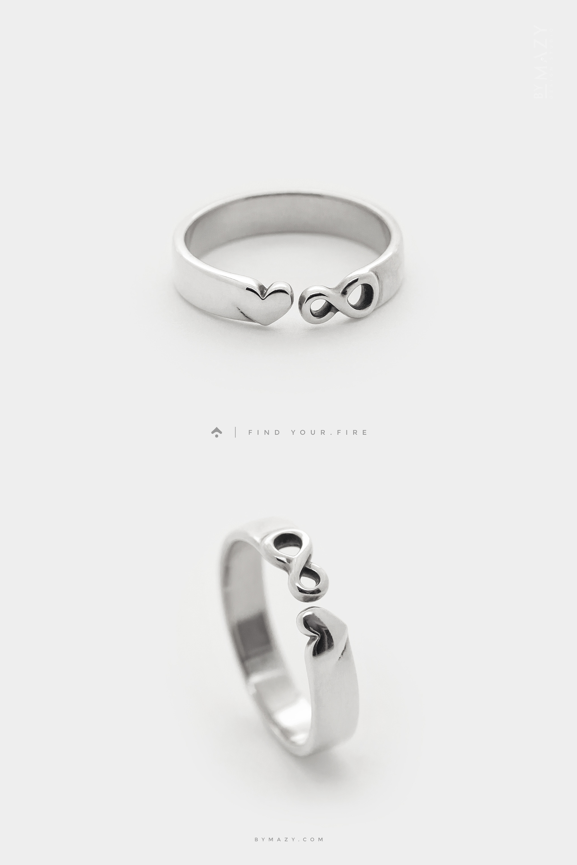 Forever Love Infinity Heart Promise Ring for Women, 4mm Band 925 Sterling Silver