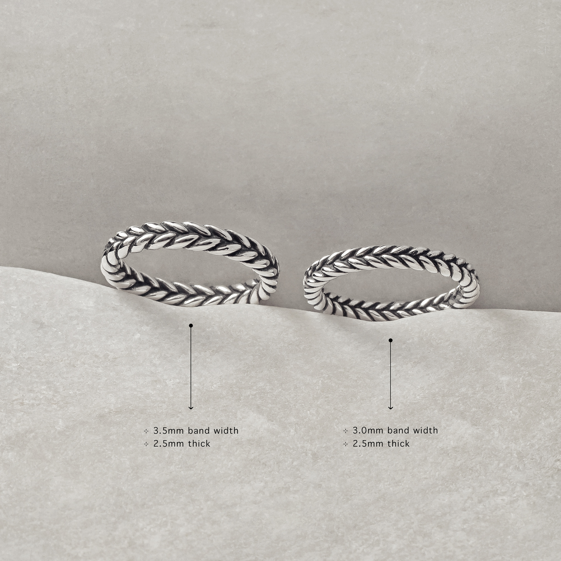 braided silver ring wedding ring wheat ear grain viking ring Celtic stacking rings