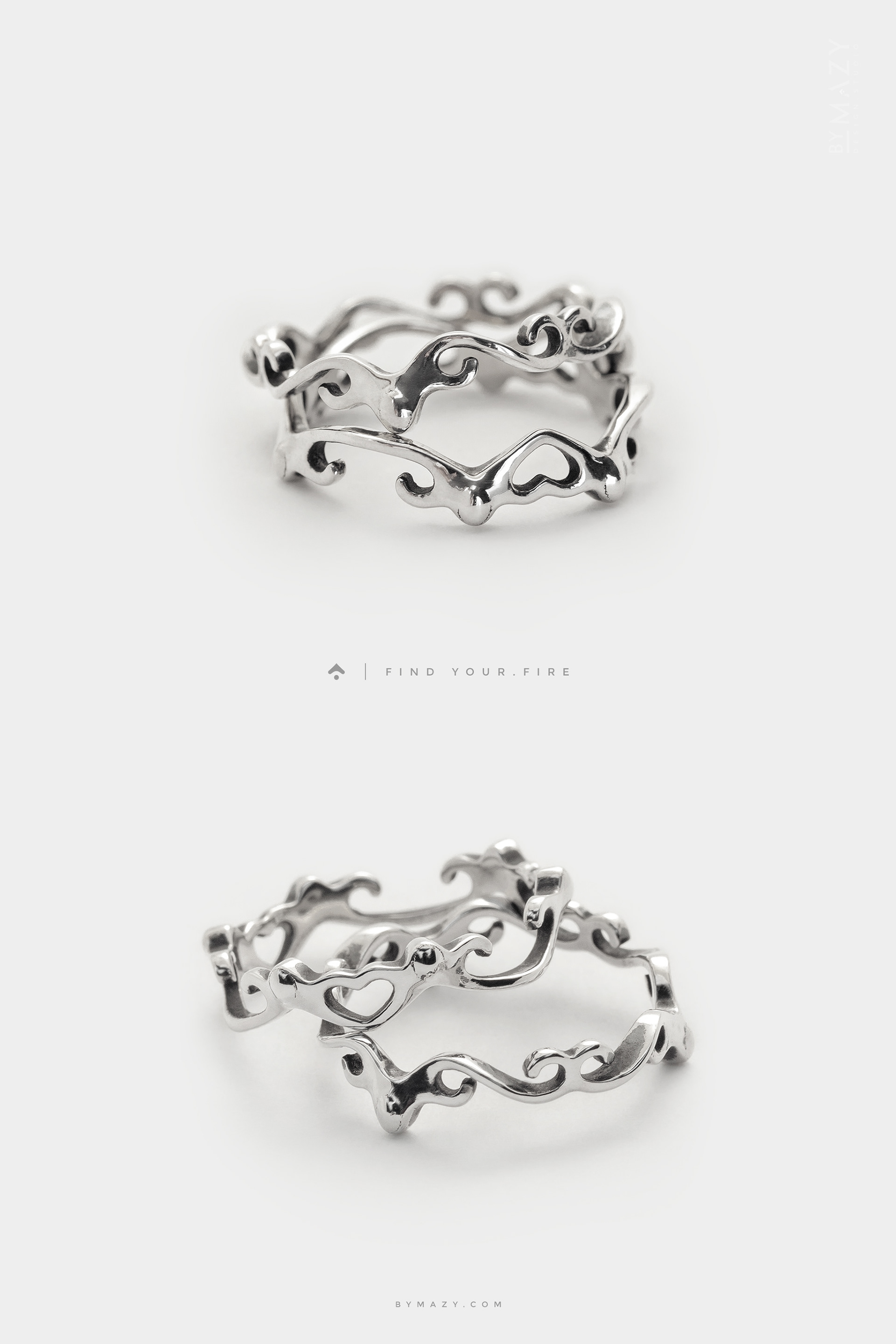 heart ring, swirl ring, dainty ring, minimalist ring, original jewellery, stacking rings