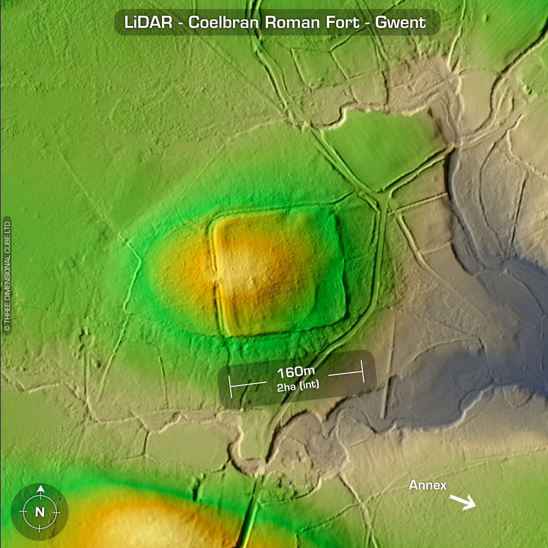 Coelbran Roman Fort Gwent wales lidar morgan