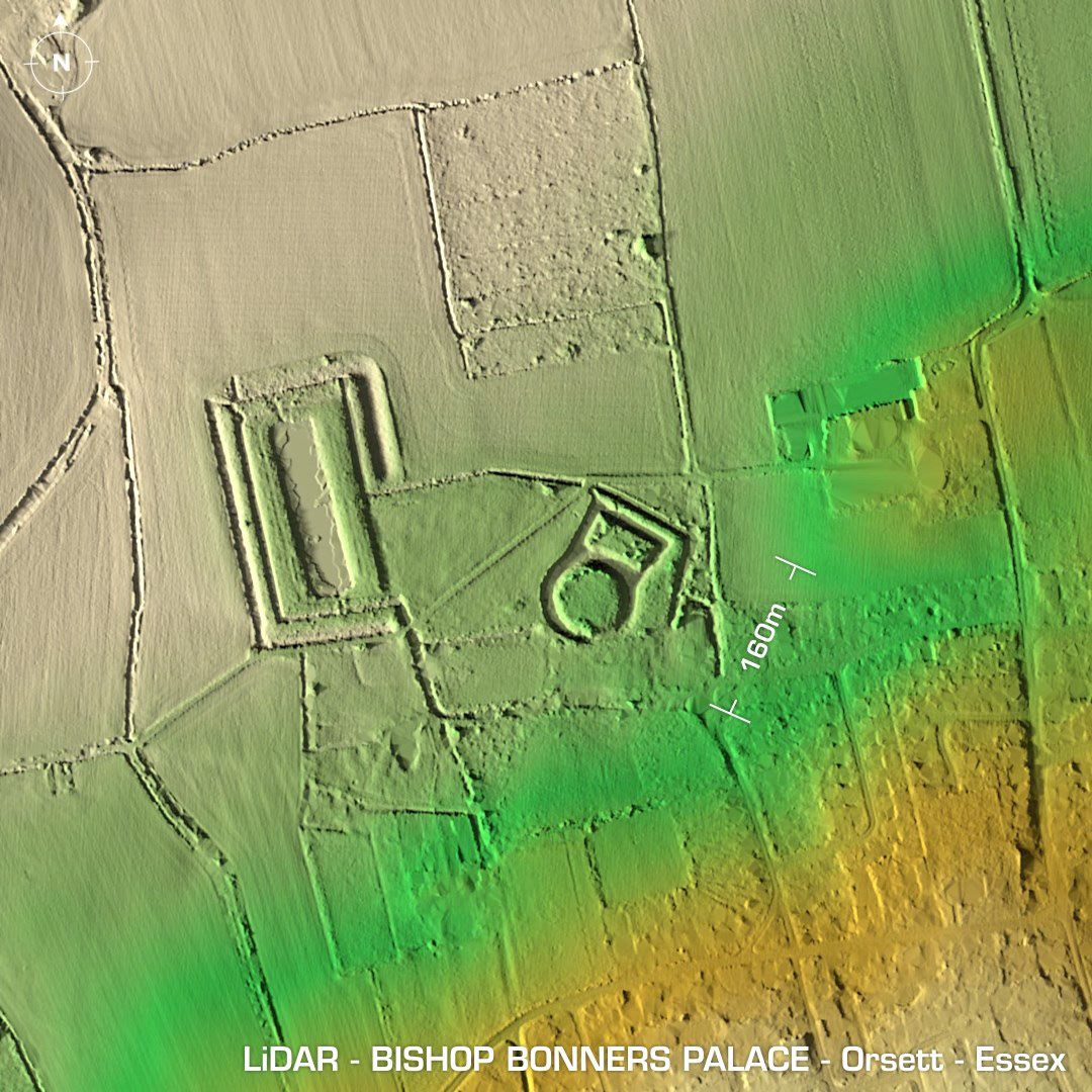 bishop bonners palace motte and bailey castle essex lidar