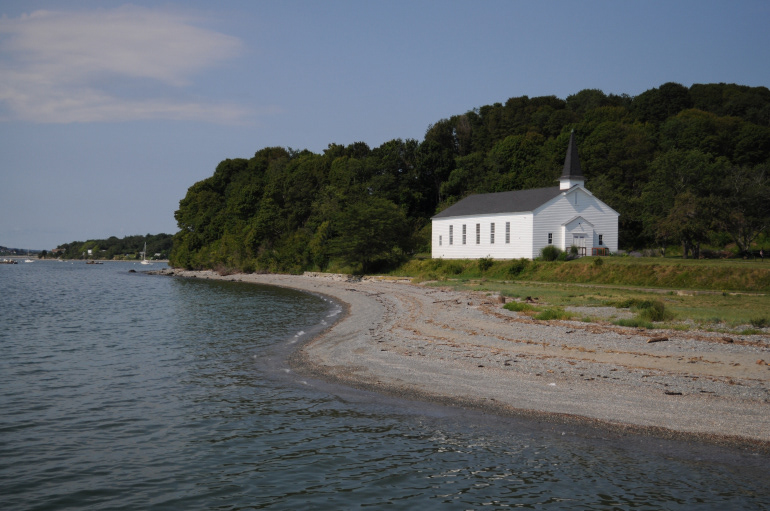 Peddocks Island: Chapel and shore on East Head