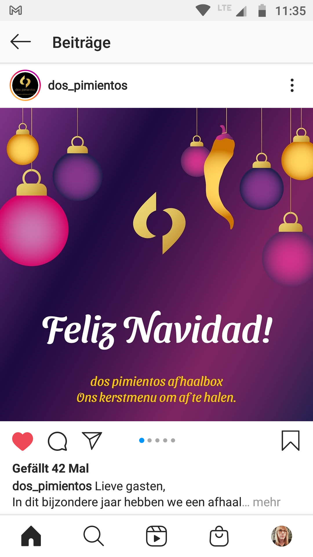 Weihnachtsmenu 2020 - Anzeige für Instagram