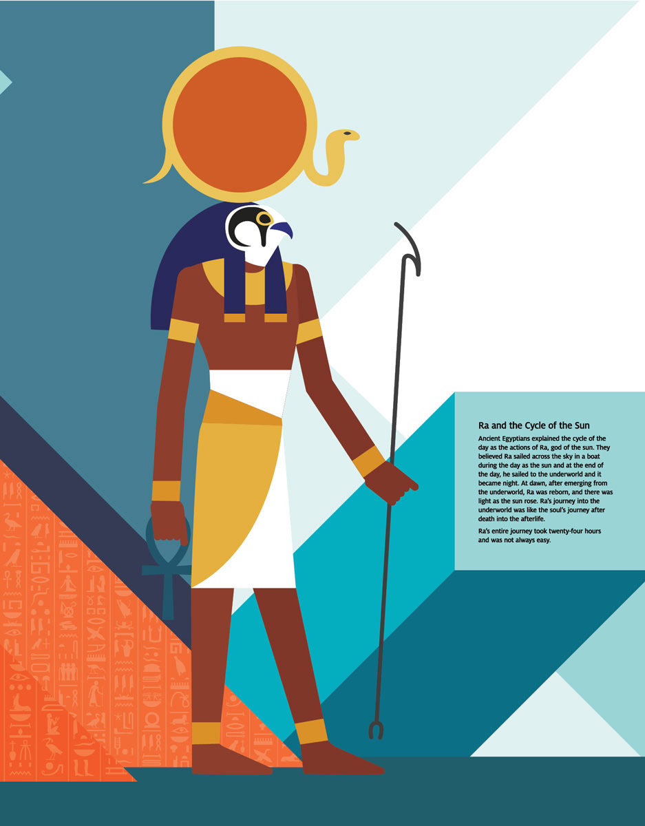 Wall graphics: the cycle of the sun god Ra.