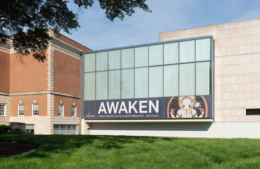 Installation view of exterior window graphic. Photo: David Stover © Virginia Museum of Fine Arts.