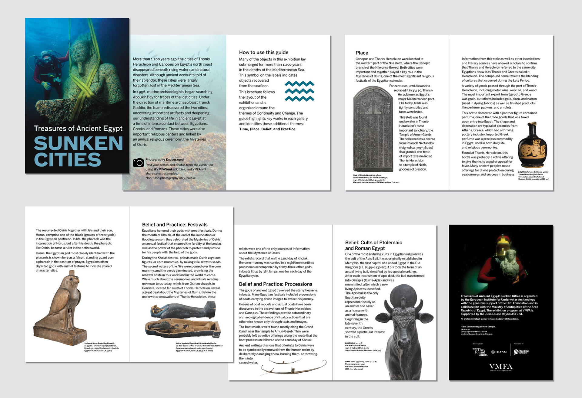 'Sunken Cities: Treasures of Ancient Egypt' gallery guide. Size 6" x 9" (15.2 cm x 22.8 cm). Role & responsibilities: design, layout, production management.