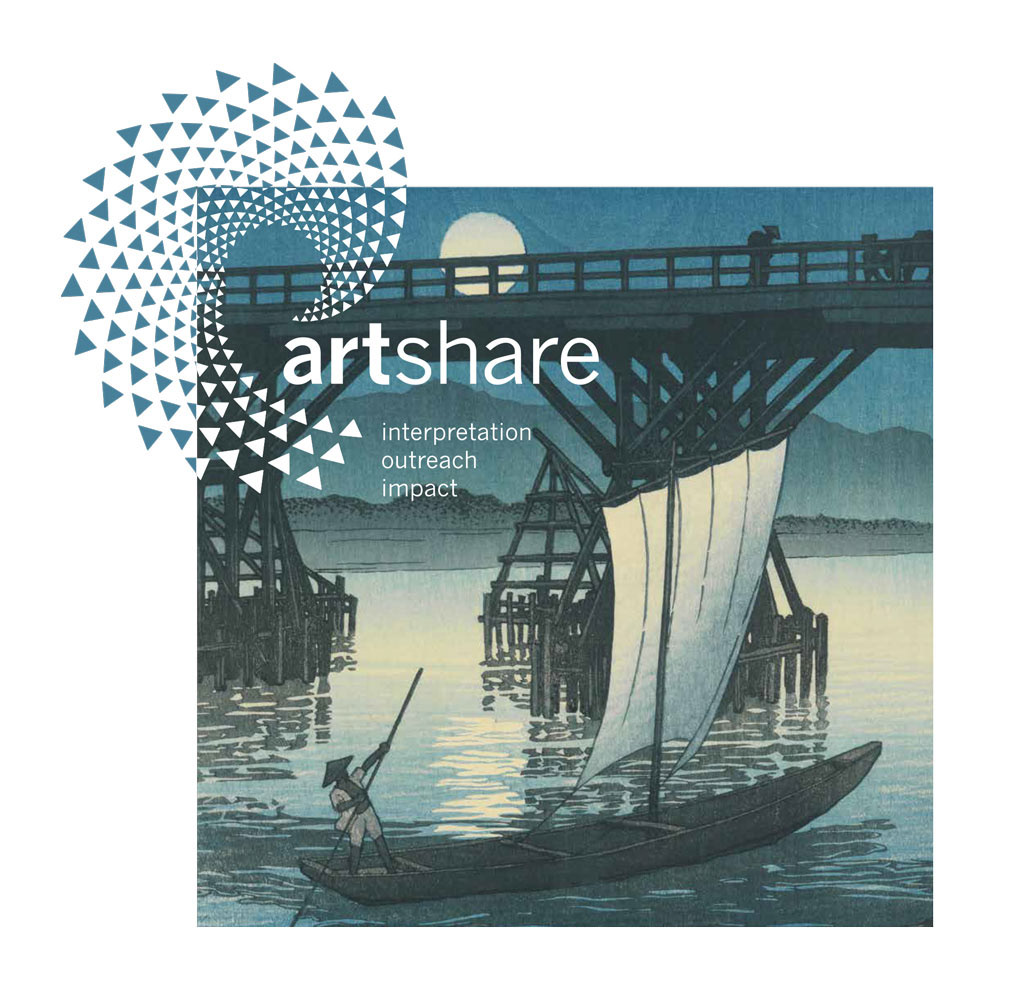 ARTshare identity system, applied as mask to artwork.
