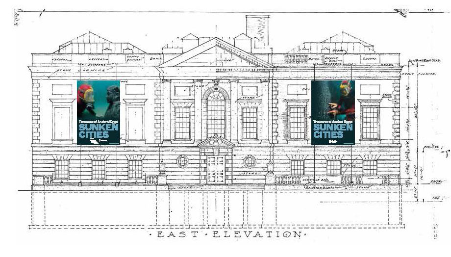 Schematic design on original elevation drawings.