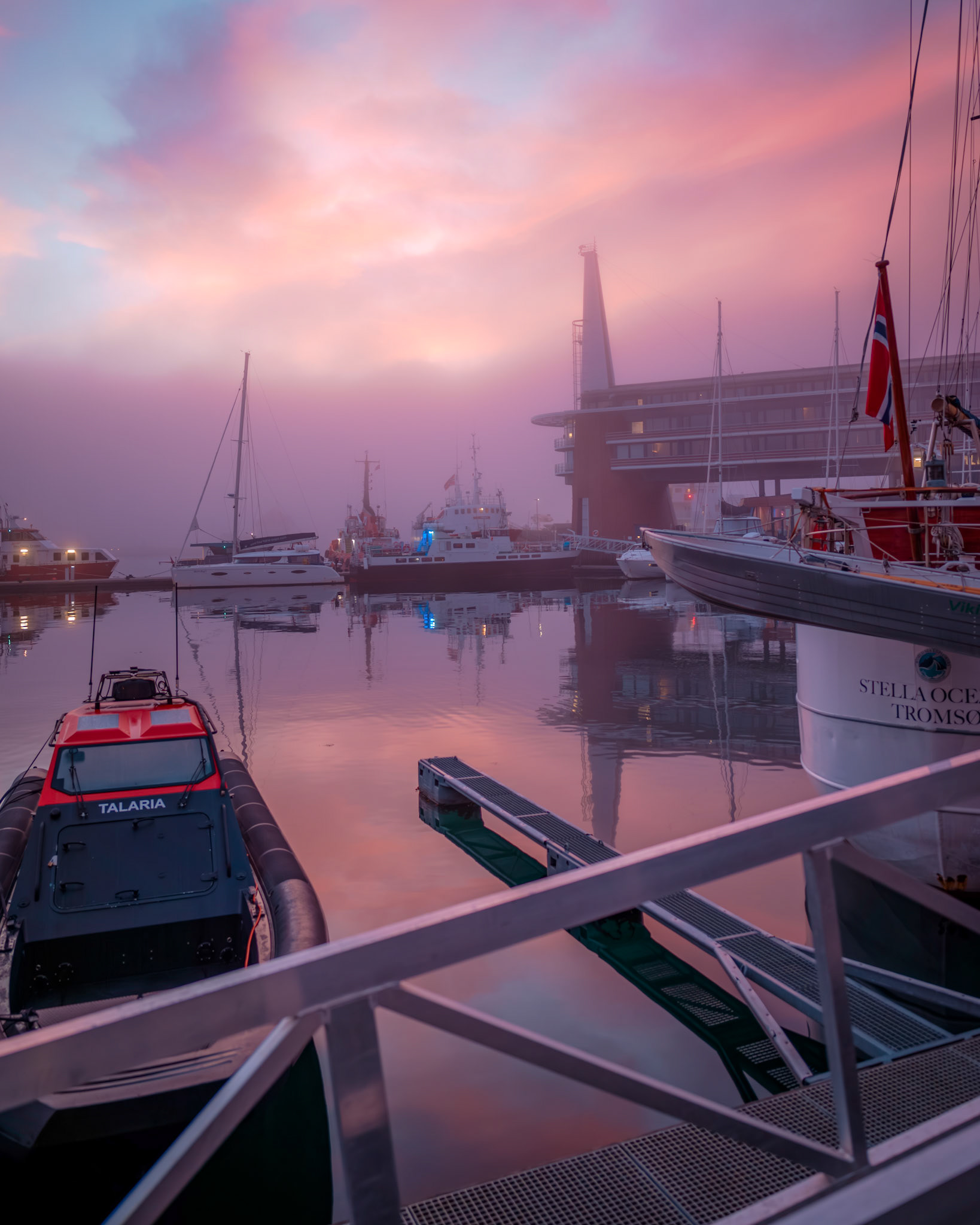 Tromsø Harbour gently emerges from legend to life.