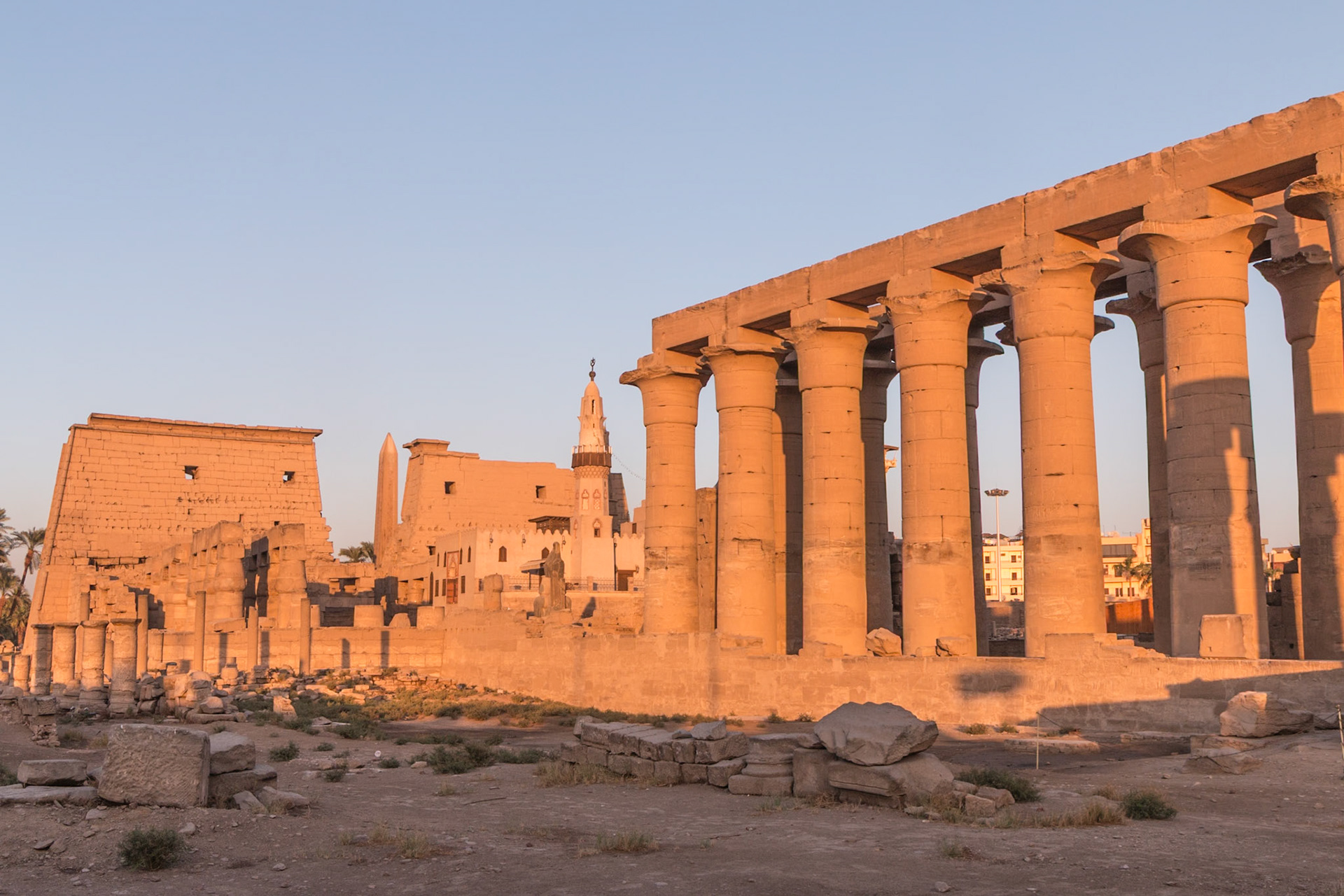Sunset over Luxor Temple, Luxor, Egypt