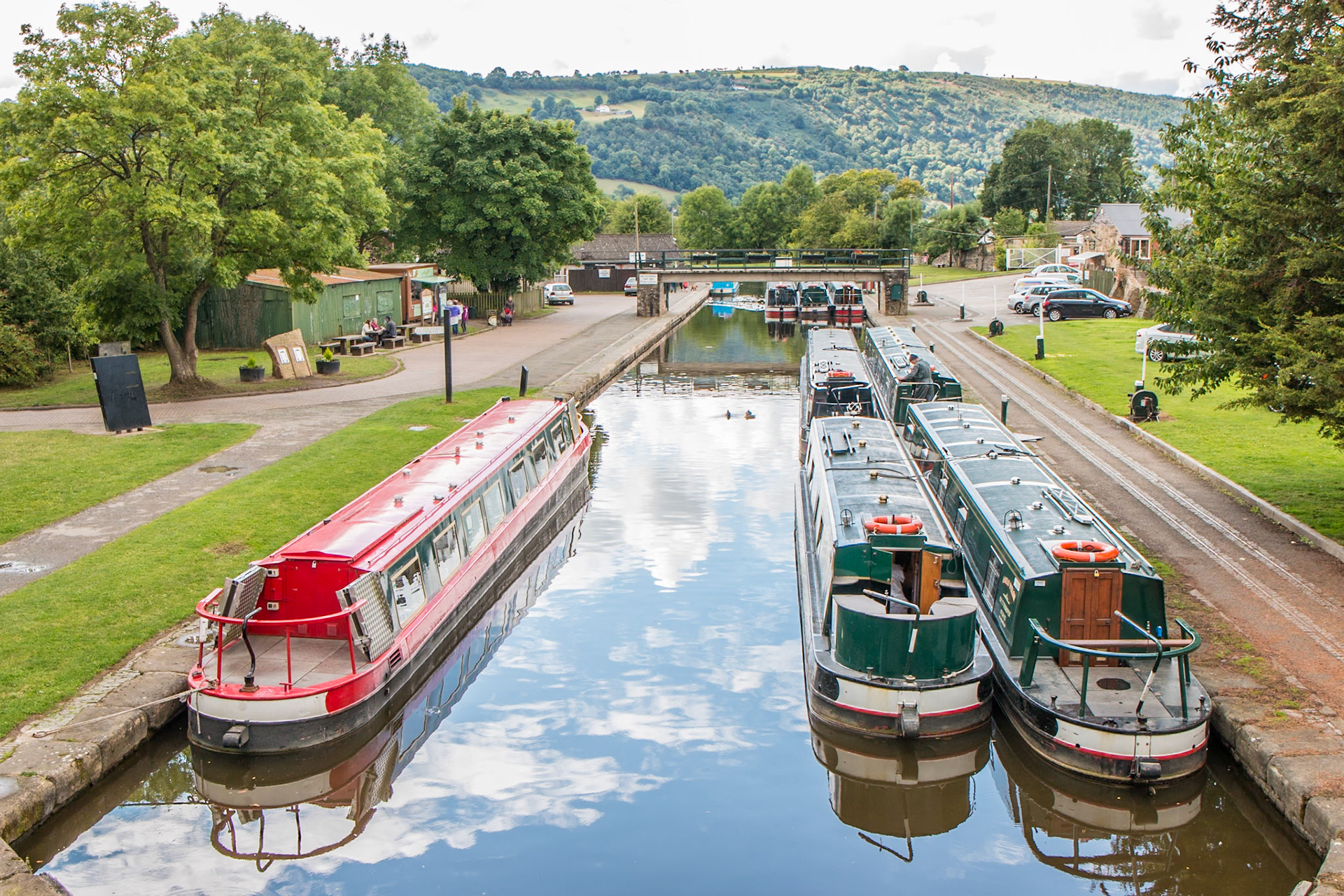 Docked boats in Trevor, Wales