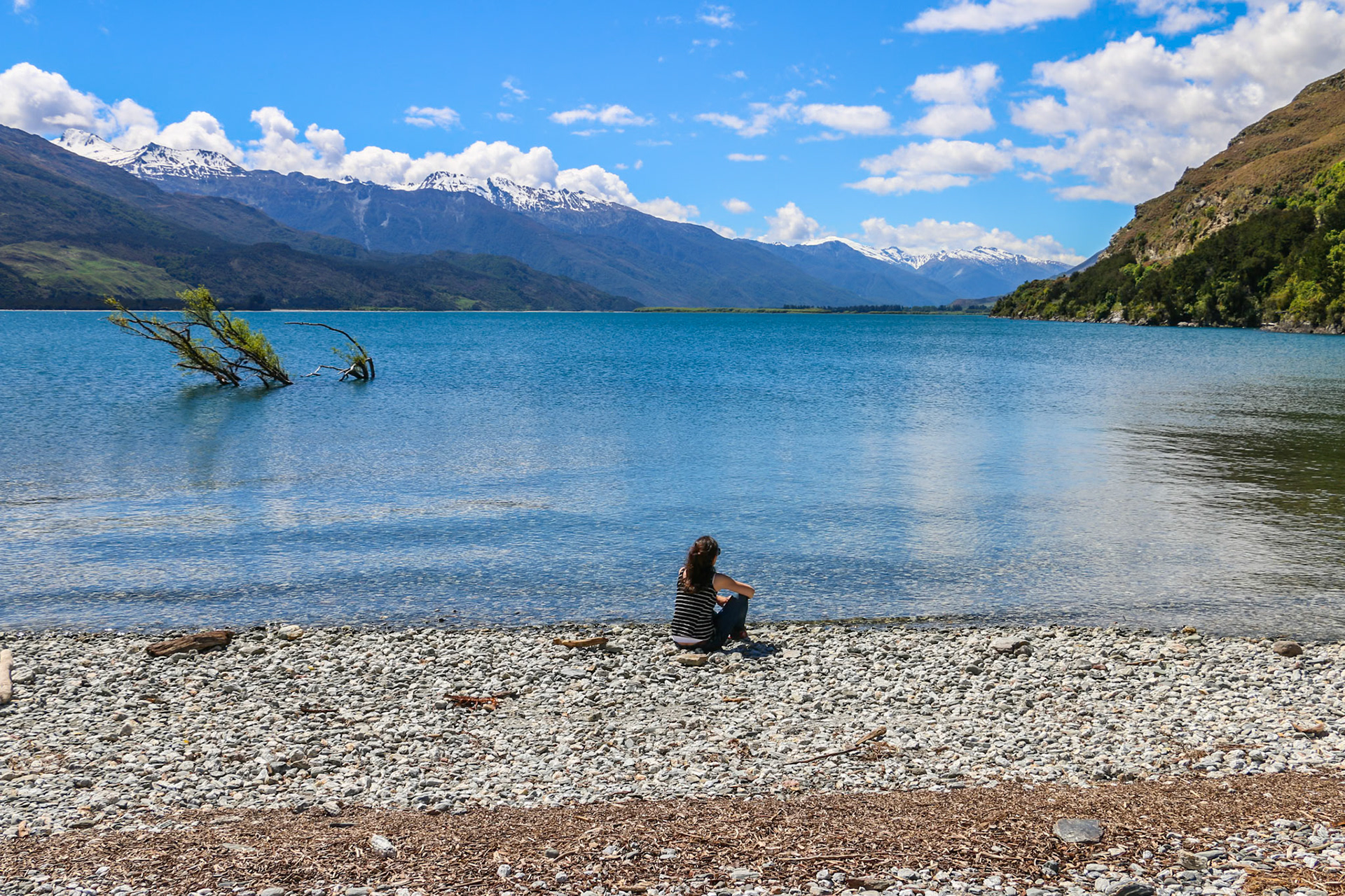 Admiring the mountains at Lake Wanaka, South Island, New Zealand