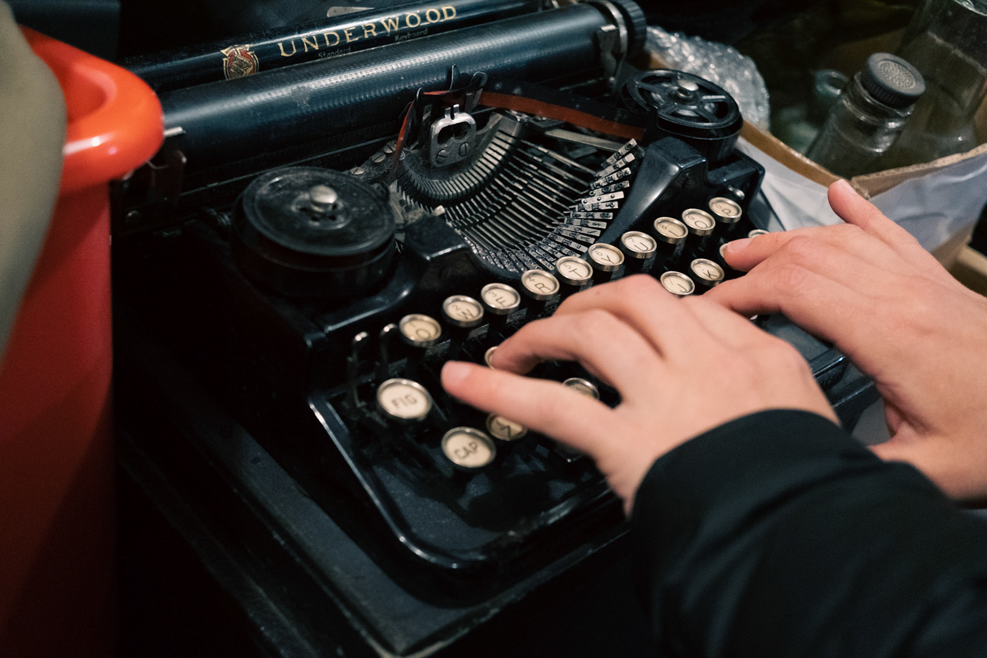 Underwood Typewriter in Glory Hole.