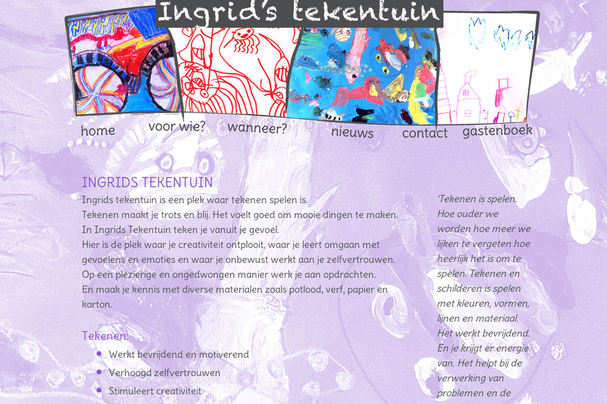 Rivca ontwerpt website voor Ingrids Tekentuin