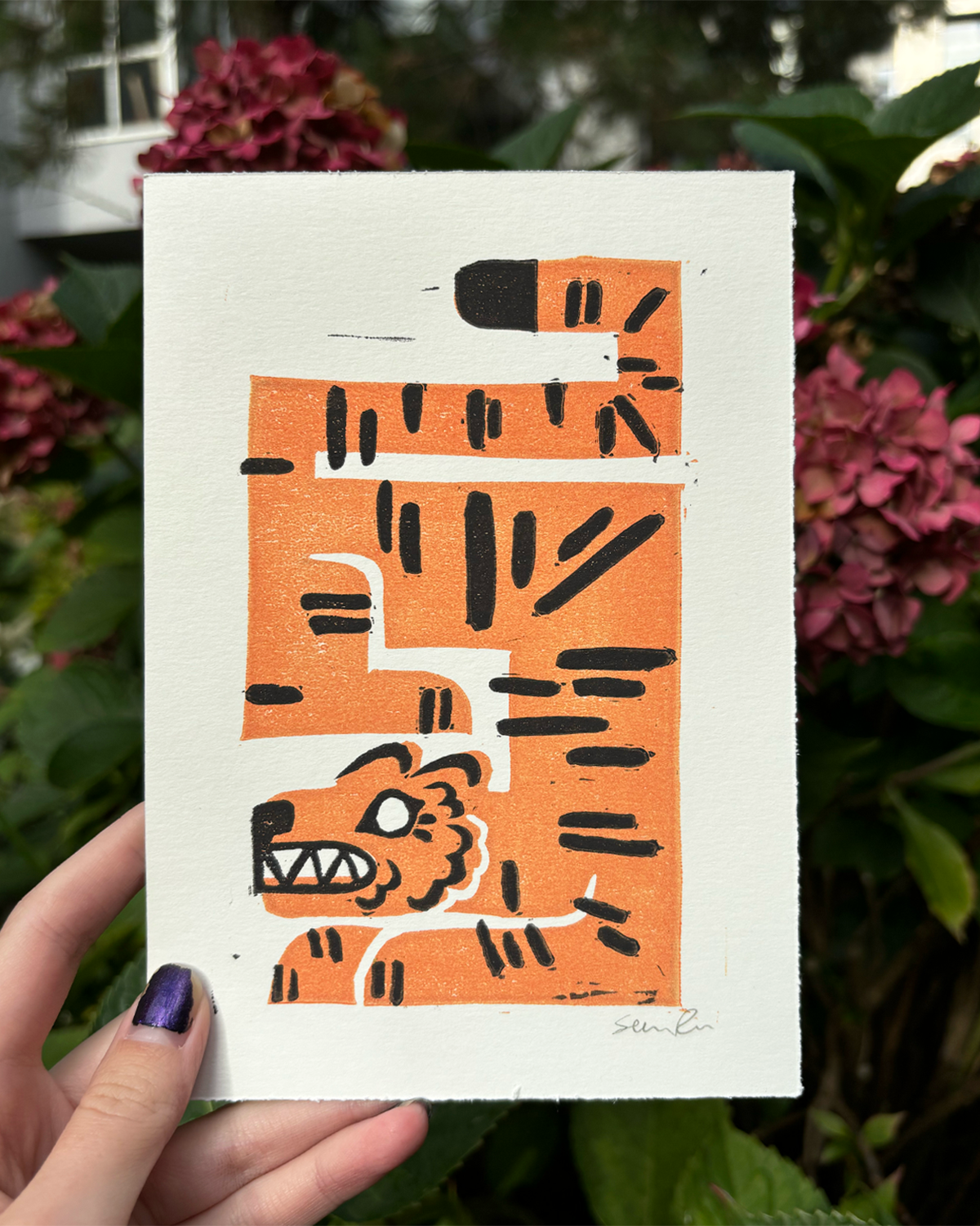 Tiger Lino Print