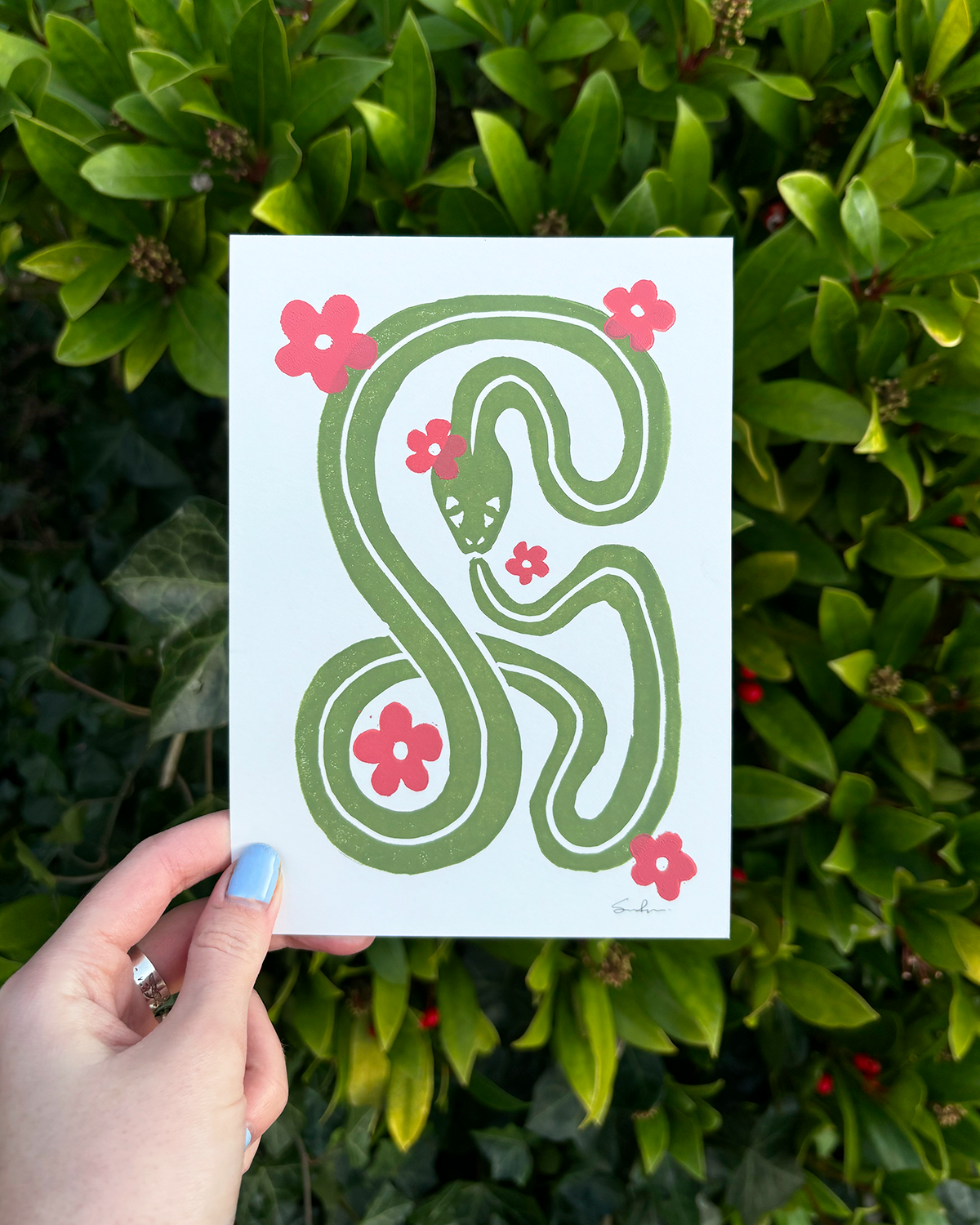 Year of the Snake Lino Print