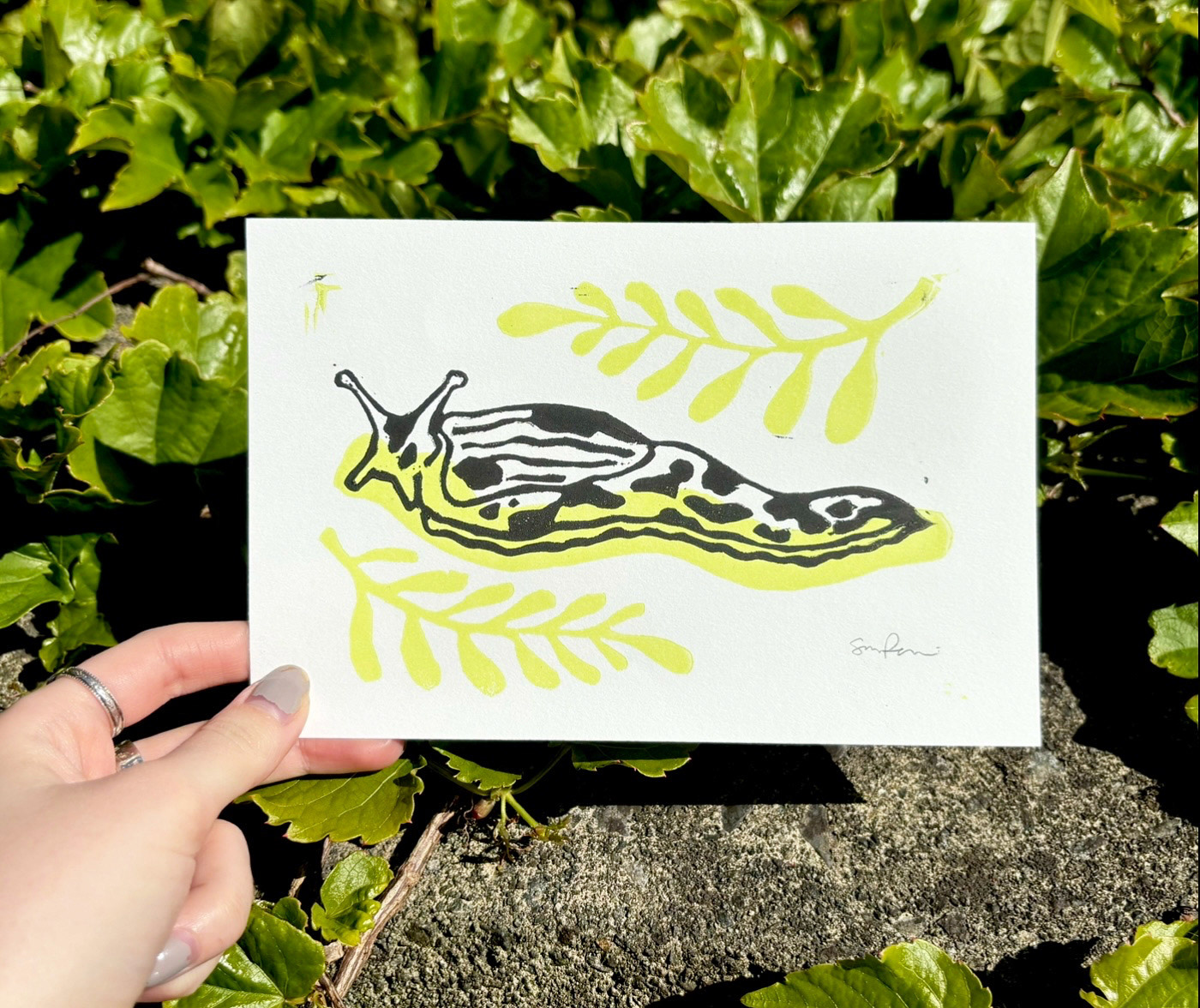 Banana Slug Lino Print