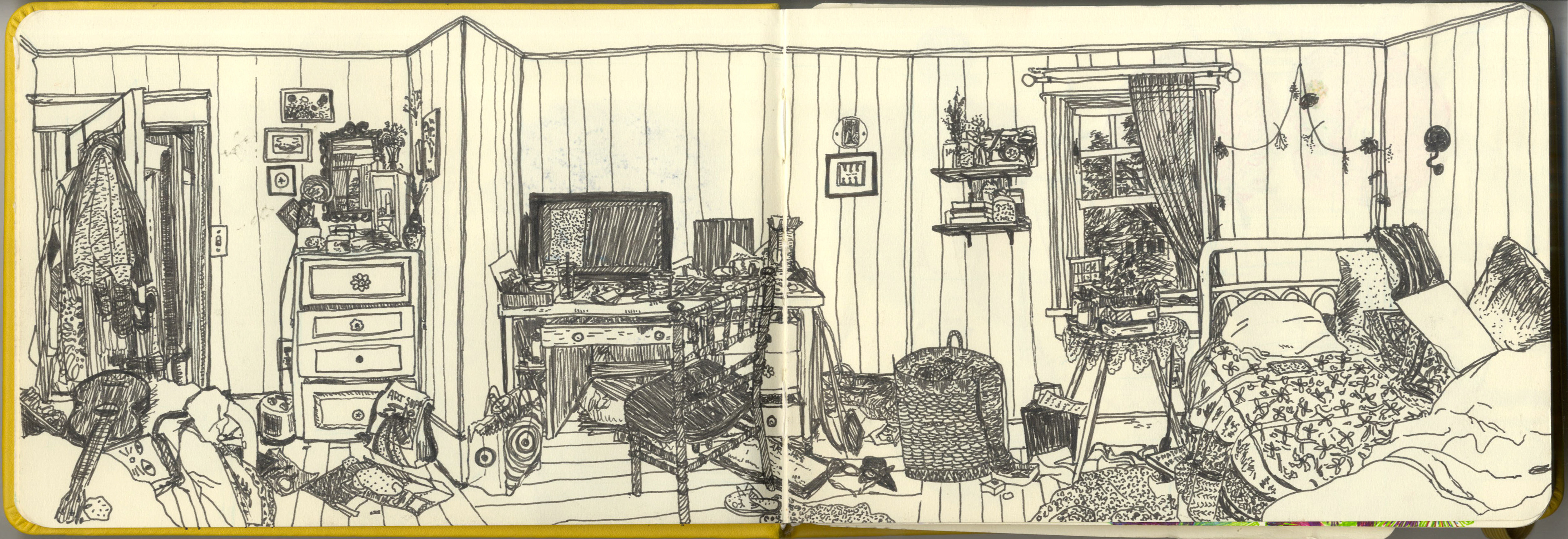 Panorama of my room when it was messy.