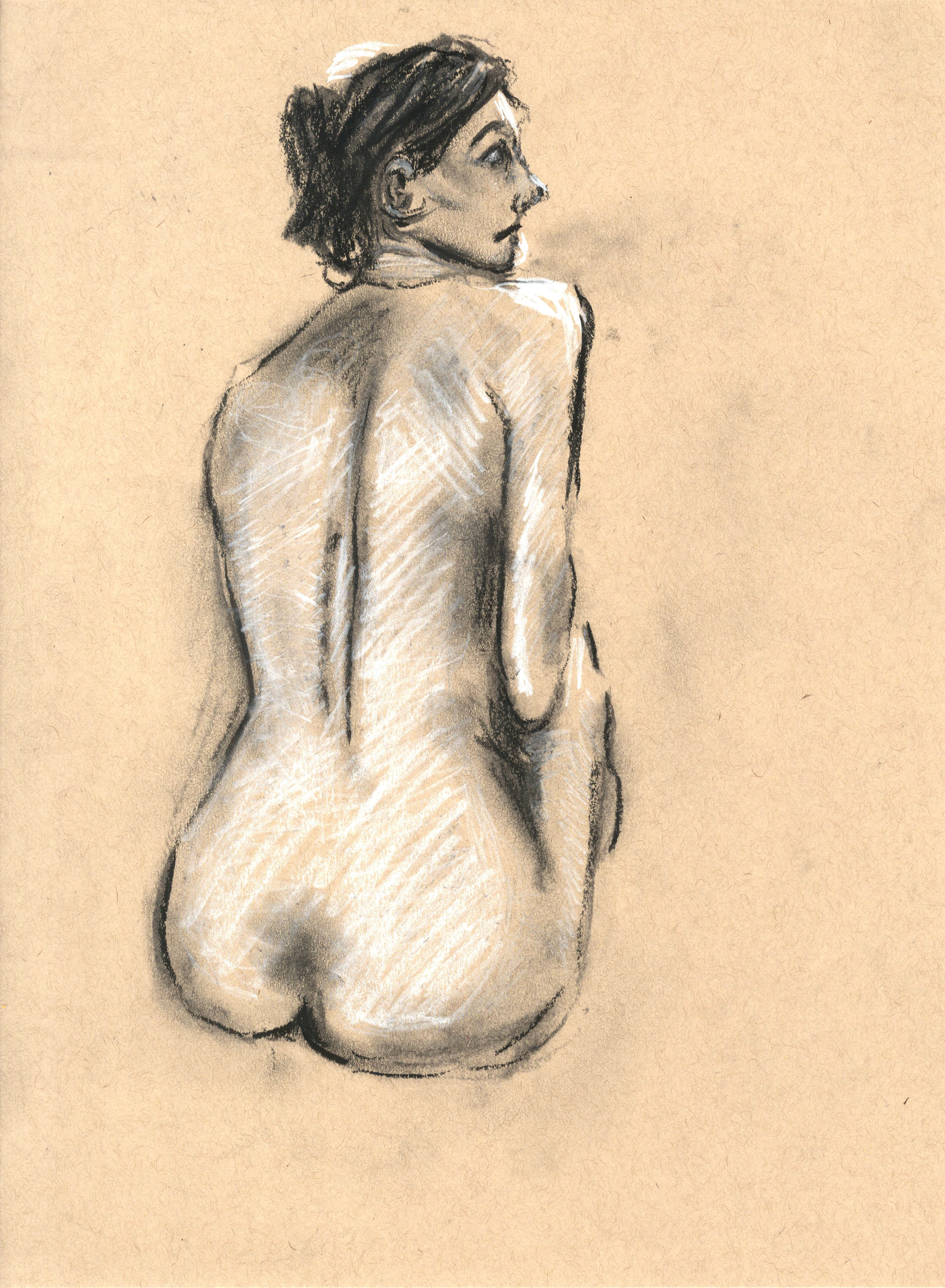 Ten minute figure drawing in charcoal 30 x 22 cm