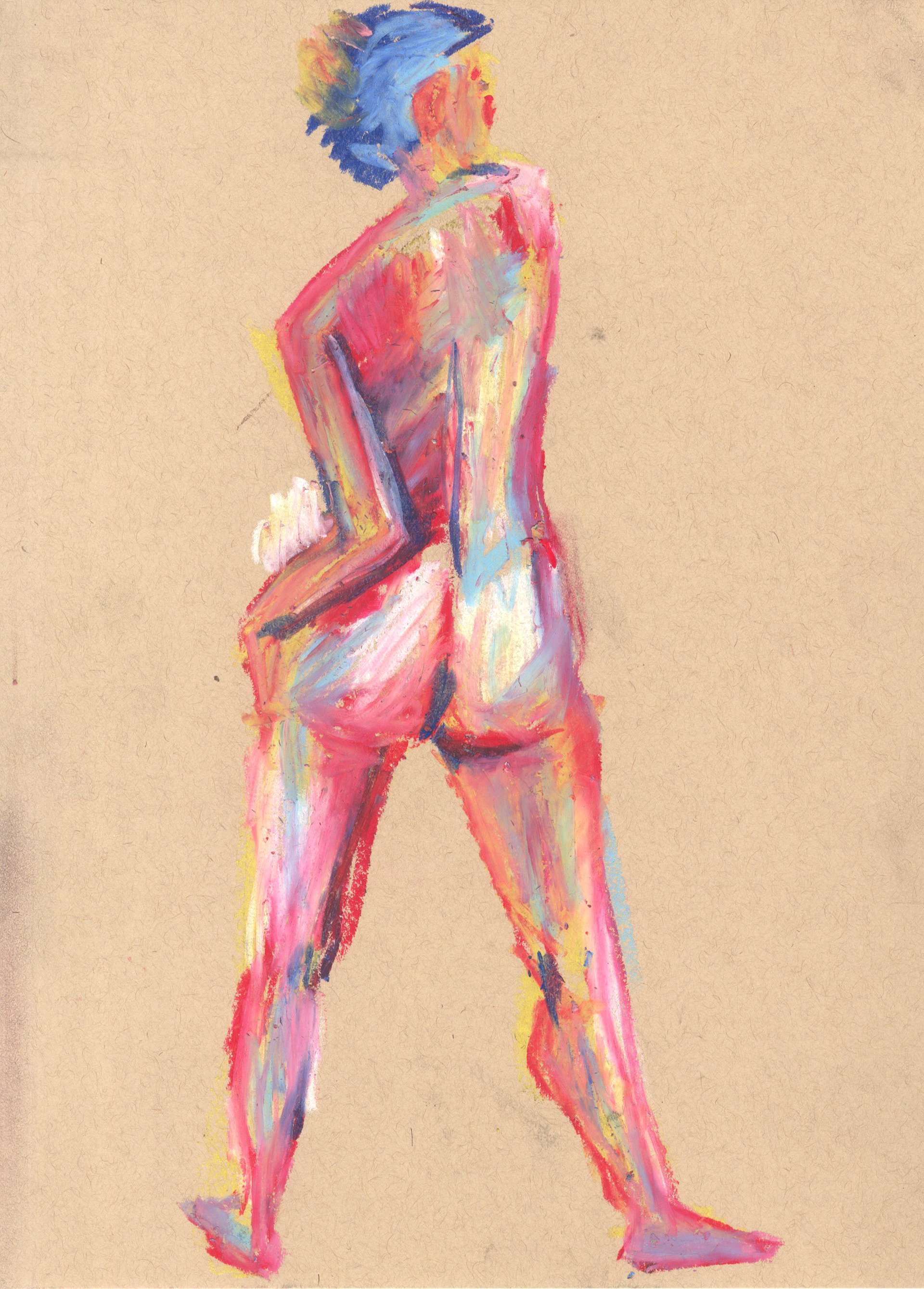 Five minute figure drawing in oil pastel 30 x 22 cm