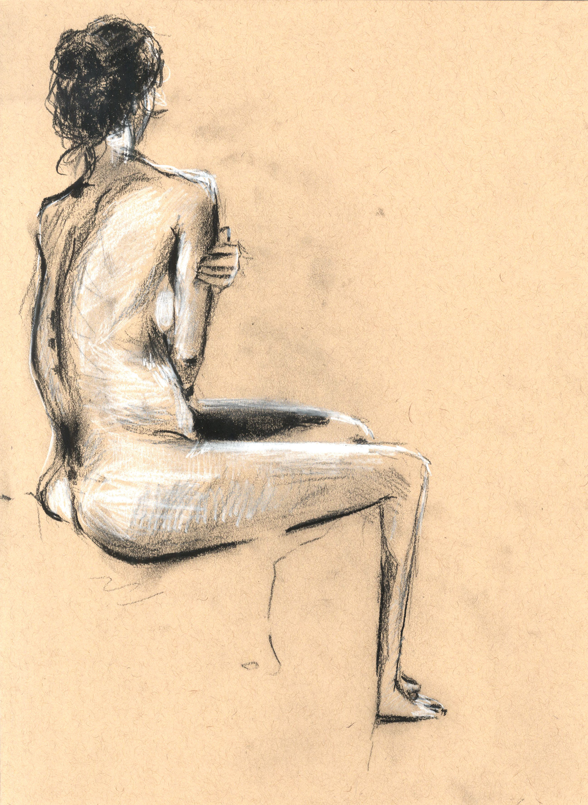  twenty minute figure drawing in charcoal 30 x 22 cm