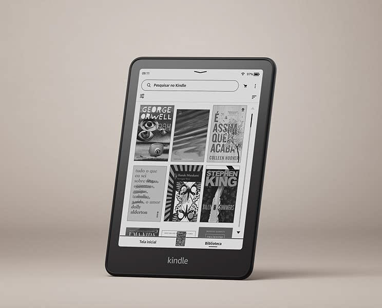 E-reader Kindle Paperwhite, o Kindle mais rápido já lançado, com tela maior de 7 polegadas.