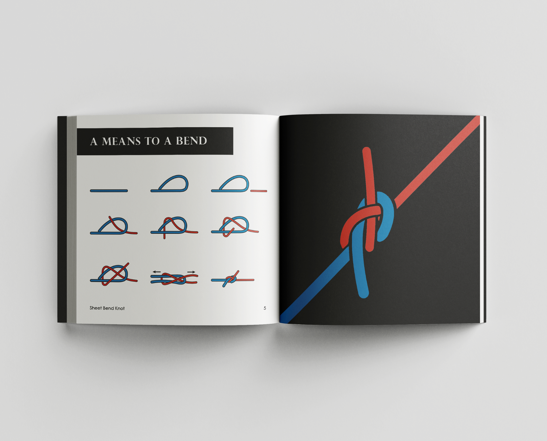 A diagram showing how a sheet bend knot is tied.