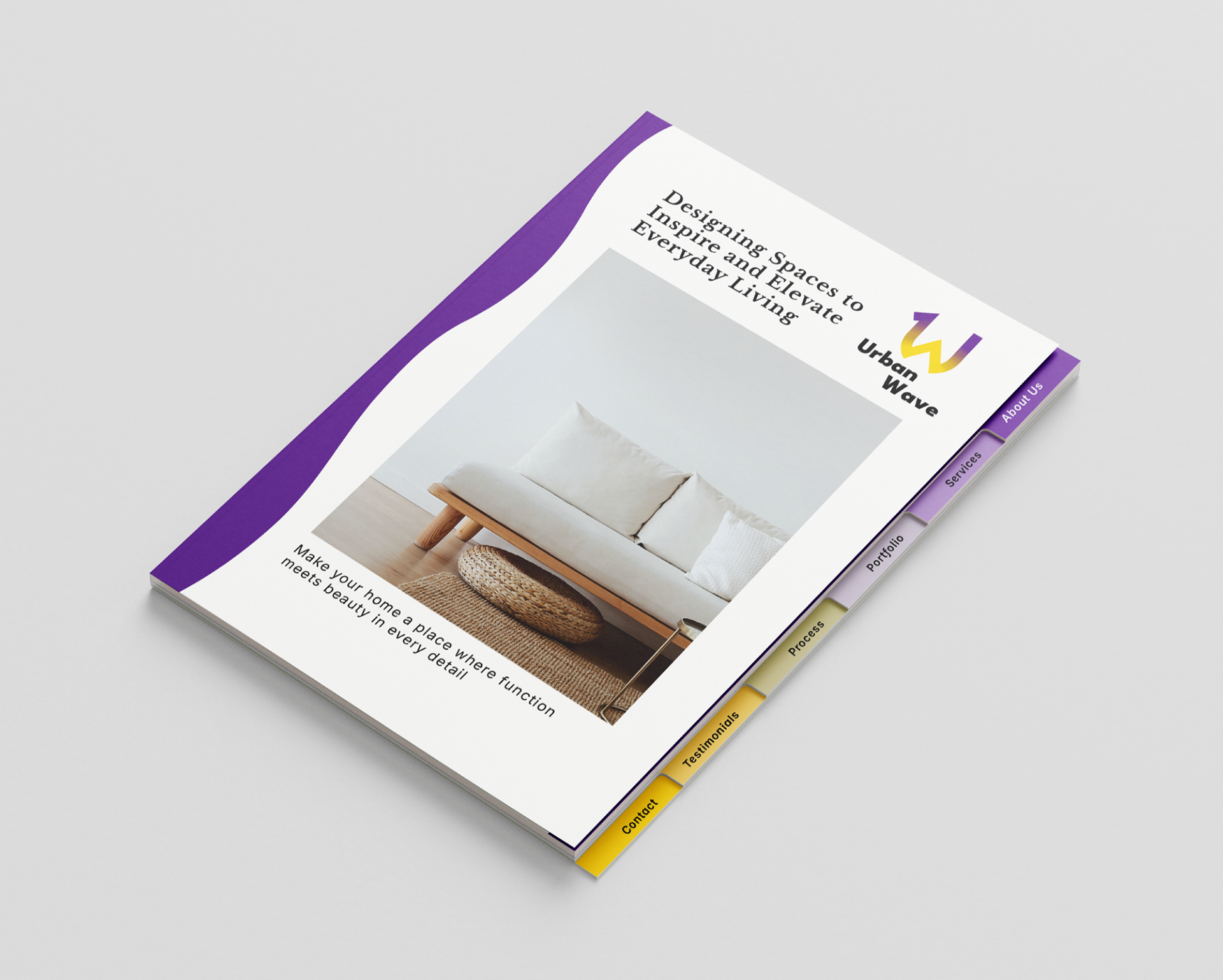 A mockup showing an Urban Wave brochure.