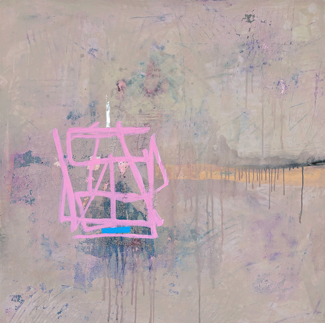 E/06 Acrylic on Canvas, Mixed Media, 2025, 80 x 80 x 4 cm | 31.5 x 31.5 x 1.57 in