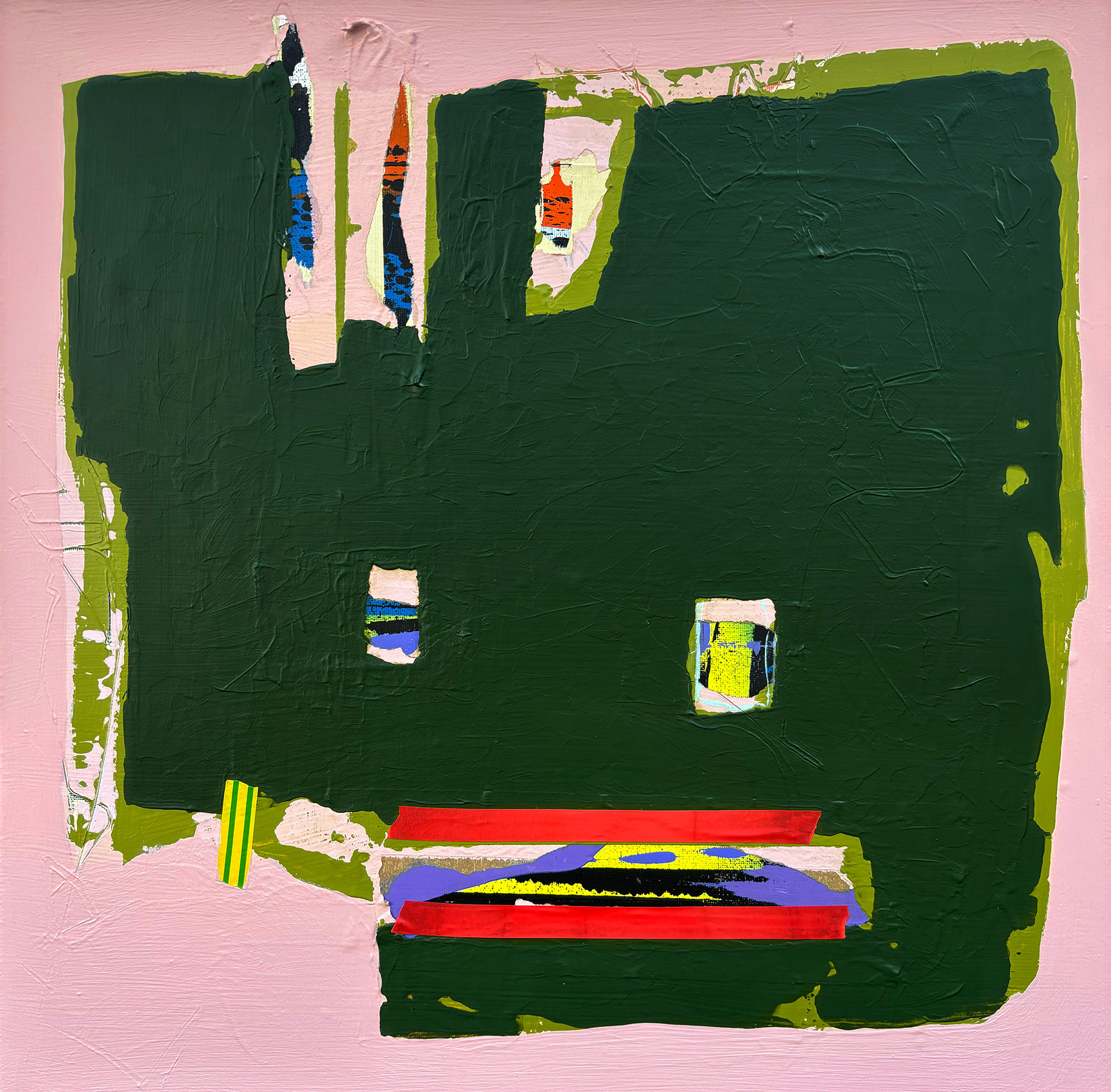 Face/14 Acrylic, Tape on Canvas, Mixed Media, 2025, 50 x 50 x 3 cm | 19.69 x 19.69 x 1.18 in