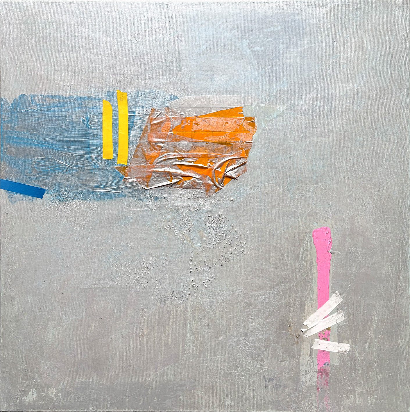 V02, Mixed Media, Acrylic and Tape on Canvas, 2025, 60 x 60 x 3.5 cm | 23.62 x 23.62 x 1.3 in