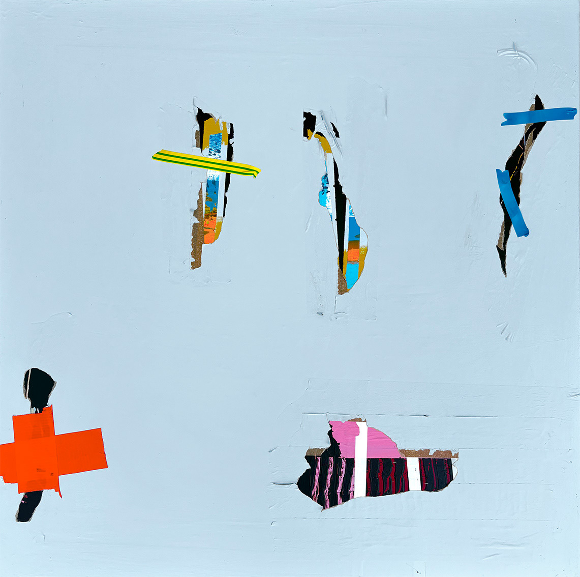 Face/06 Acrylic, Lack, Tape on Canvas, Mixed Media, 2025, 70 x 70 x 2 cm | 27.56 x 27.56 x 0.79 in