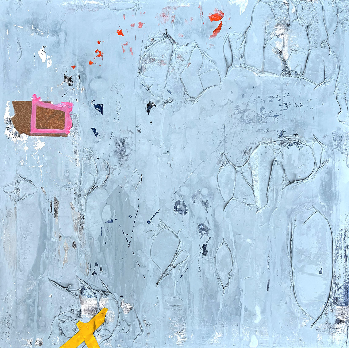 E/21 Acrylic, Lack on Canvas, Mixed Media, 2025, 50 x 50 x 3 cm | 19.69 x 19.69 x 1.18 in