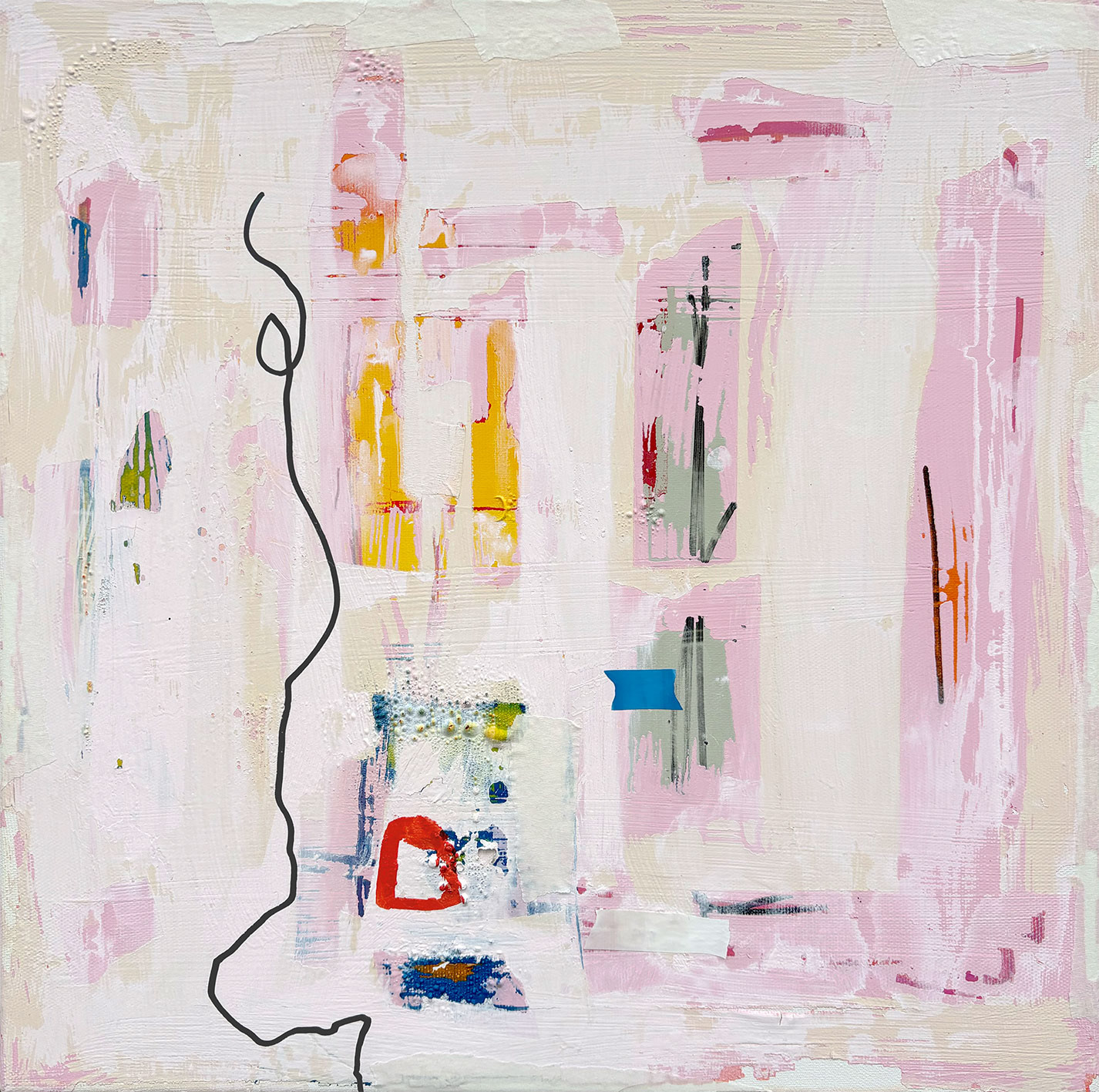 V05, Mixed Media, Acrylic and Tape on Canvas, 2025, 40 x 40 x 1.8 cm | 15.78 x 15.78 x 0.79 in