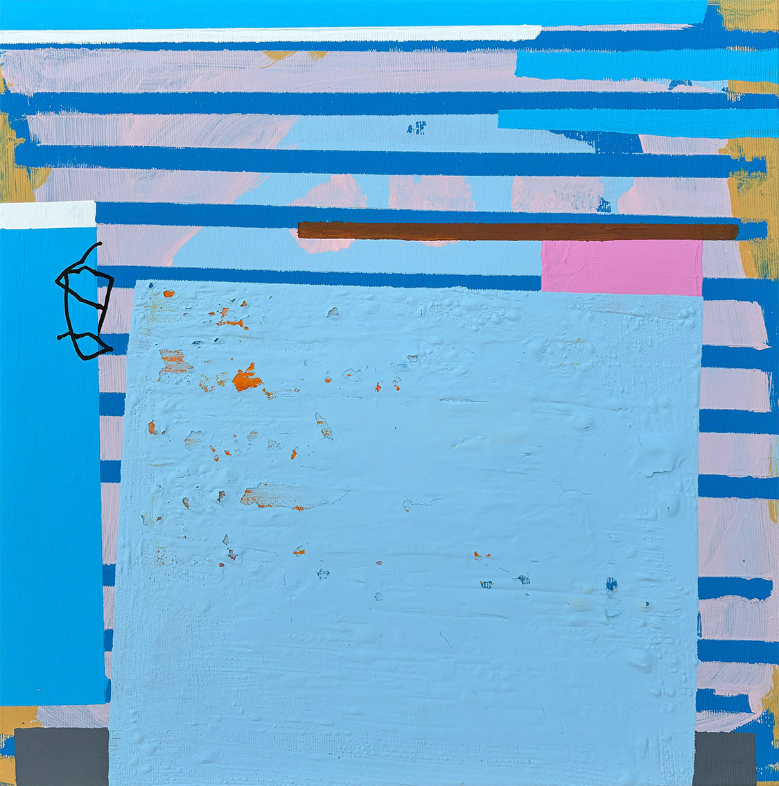 V08, Mixed Media, Acrylic on Canvas, 2025, 40 x 40 x 1.8 cm | 15.78 x 15.78 x 0.79 in