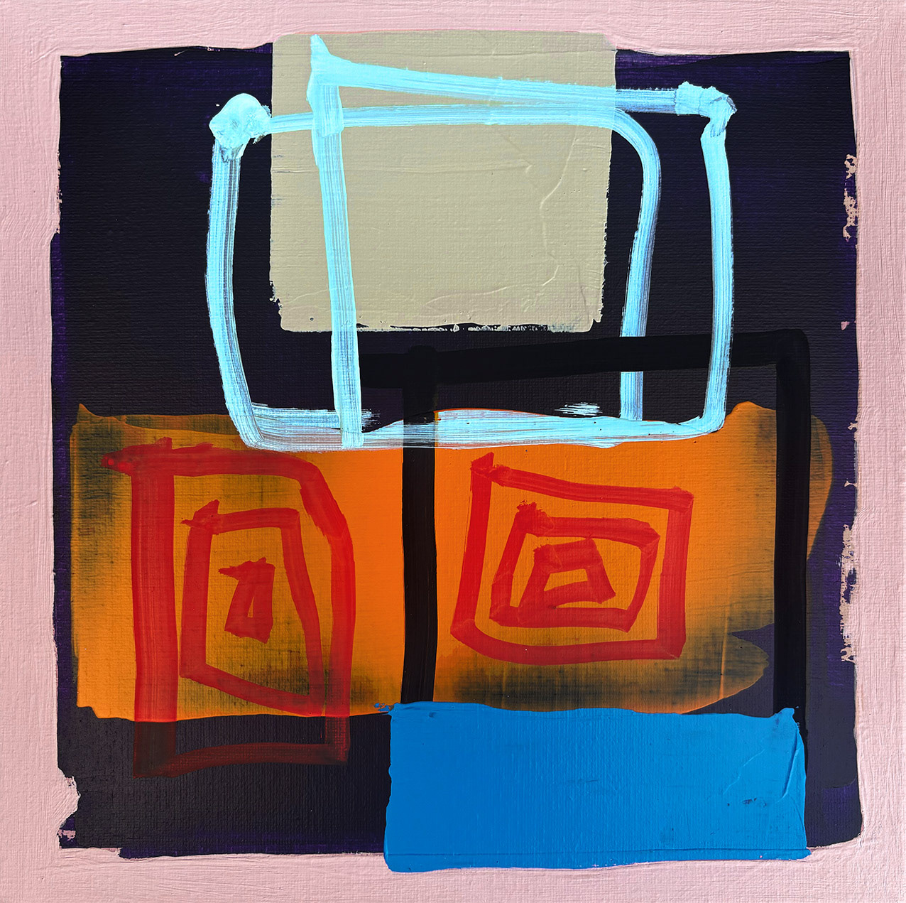 E/22 Acrylic on Canvas, Mixed Media, 2025, 29 x 29 x 3 cm | 11.42 x 11.42 x 1.18 in