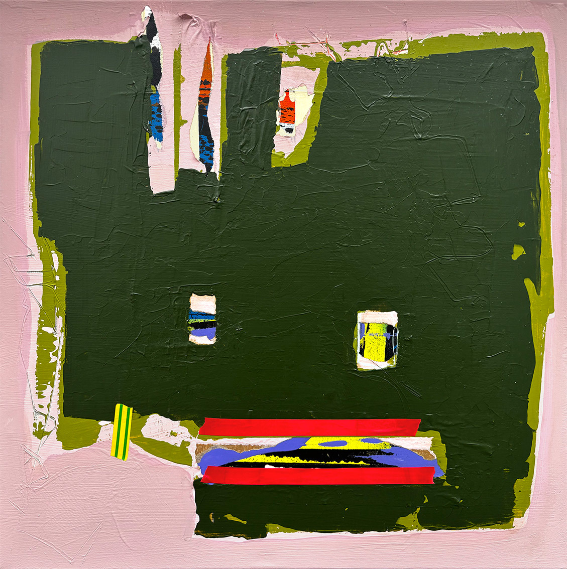 Face/14 Acrylic, Tape on Canvas, Mixed Media, 2025, 50 x 50 x 3 cm | 19.69 x 19.69 x 1.18 in